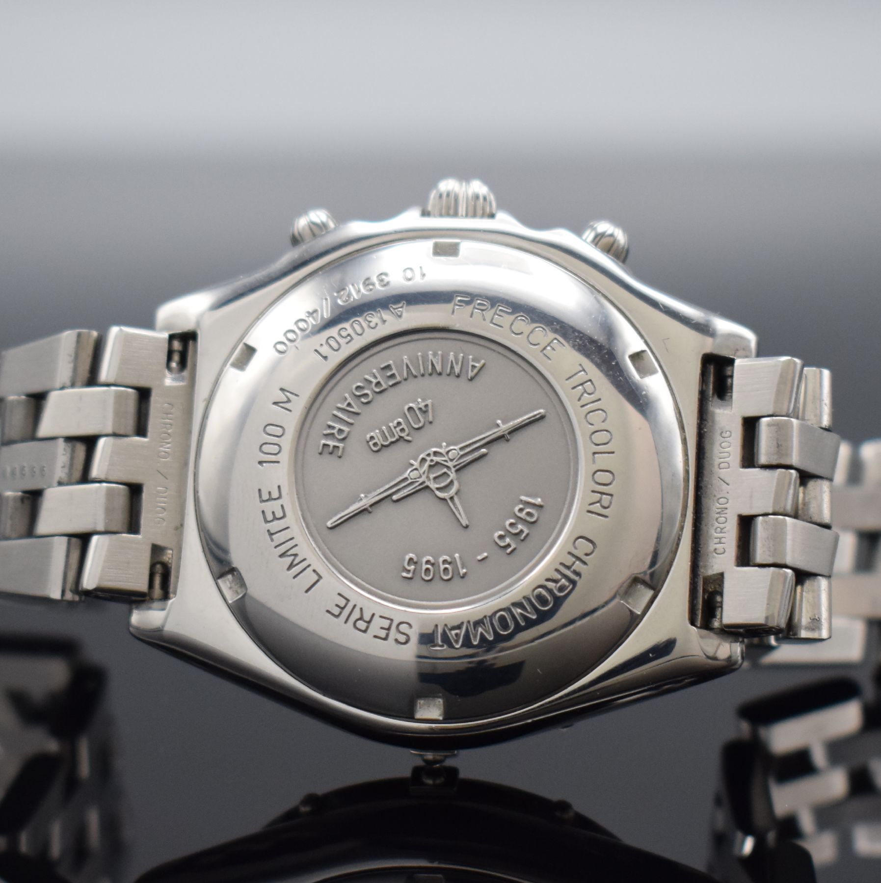 Detail f: BREITLING Armbandchronograph aus der Serie Kunstflugstaffeln hier P.A.N. frecce tricolori Referenz A13050.1, Automatik, Schweiz um 1995, auf 4000 ...