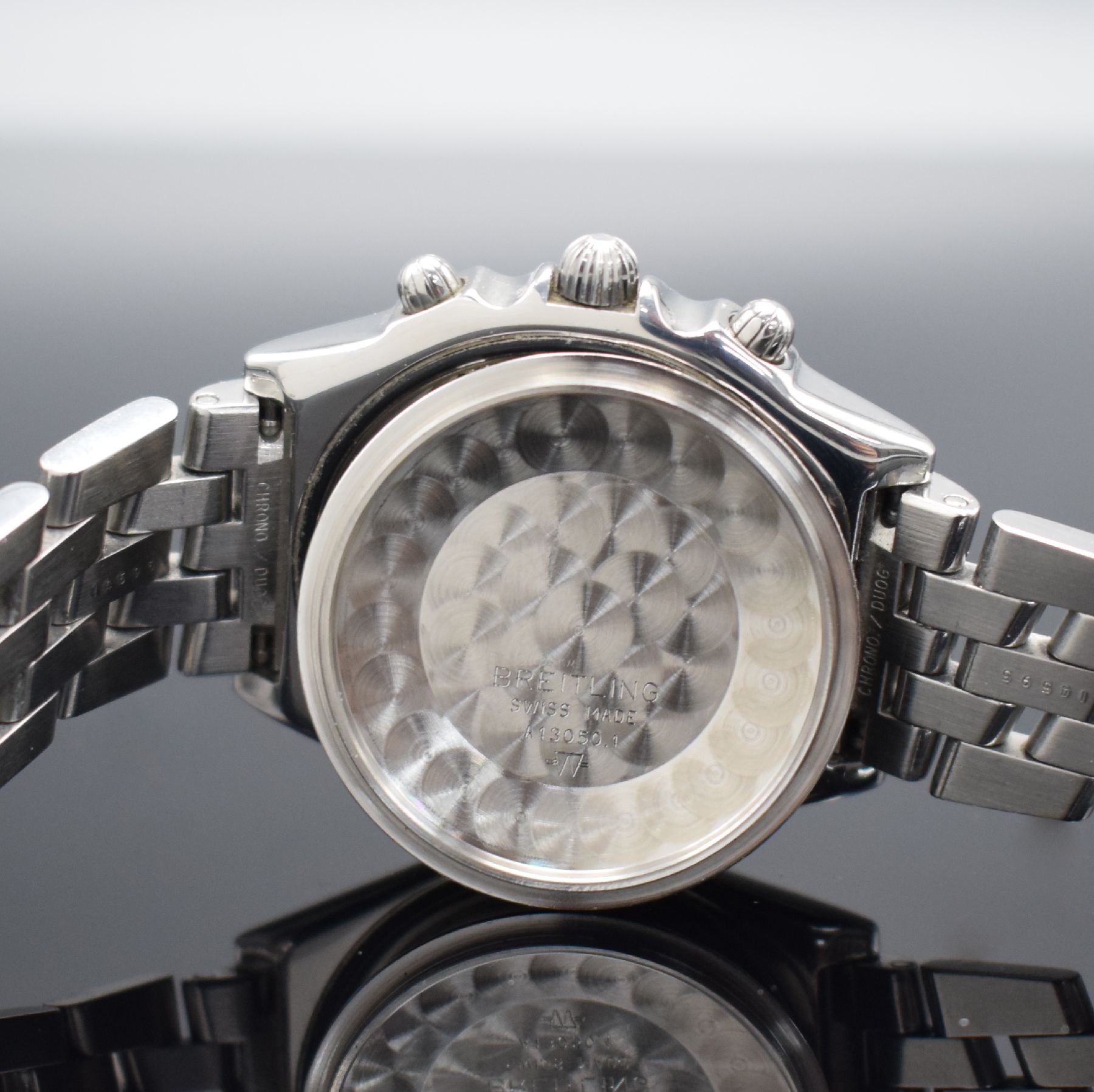 Detail i: BREITLING Armbandchronograph aus der Serie Kunstflugstaffeln hier P.A.N. frecce tricolori Referenz A13050.1, Automatik, Schweiz um 1995, auf 4000 ...