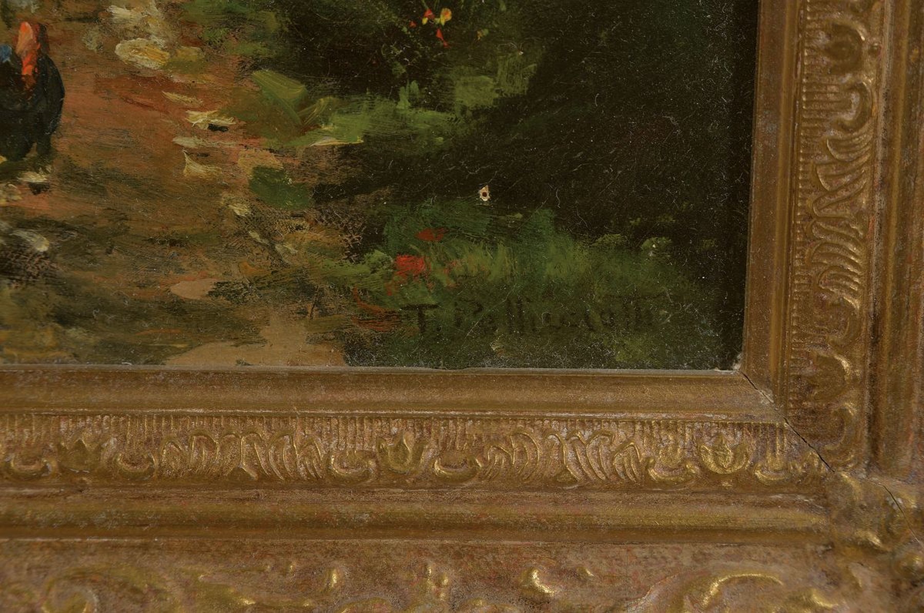 Detail a: Tito Pellicciotti, 1872-1950, Bäuerin mit Federvieh auf einem Feldweg, Öl/Lwd, rest., rechts unten signiert, ca. 21x33cm, R. ca. 33x42cm