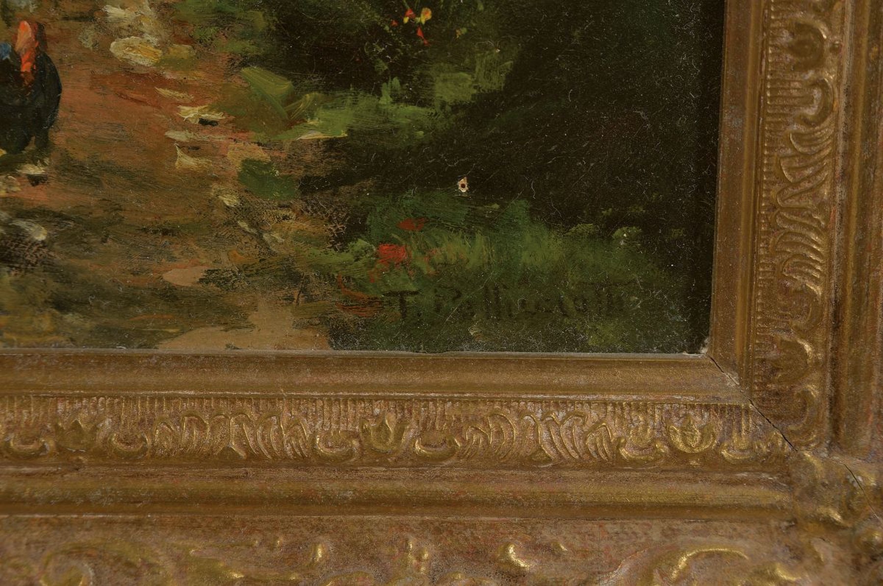 Detail l: Tito Pellicciotti, 1872-1950, Bäuerin mit Federvieh auf einem Feldweg, Öl/Lwd, rest., rechts unten signiert, ca. 21x33cm, R. ca. 33x42cm