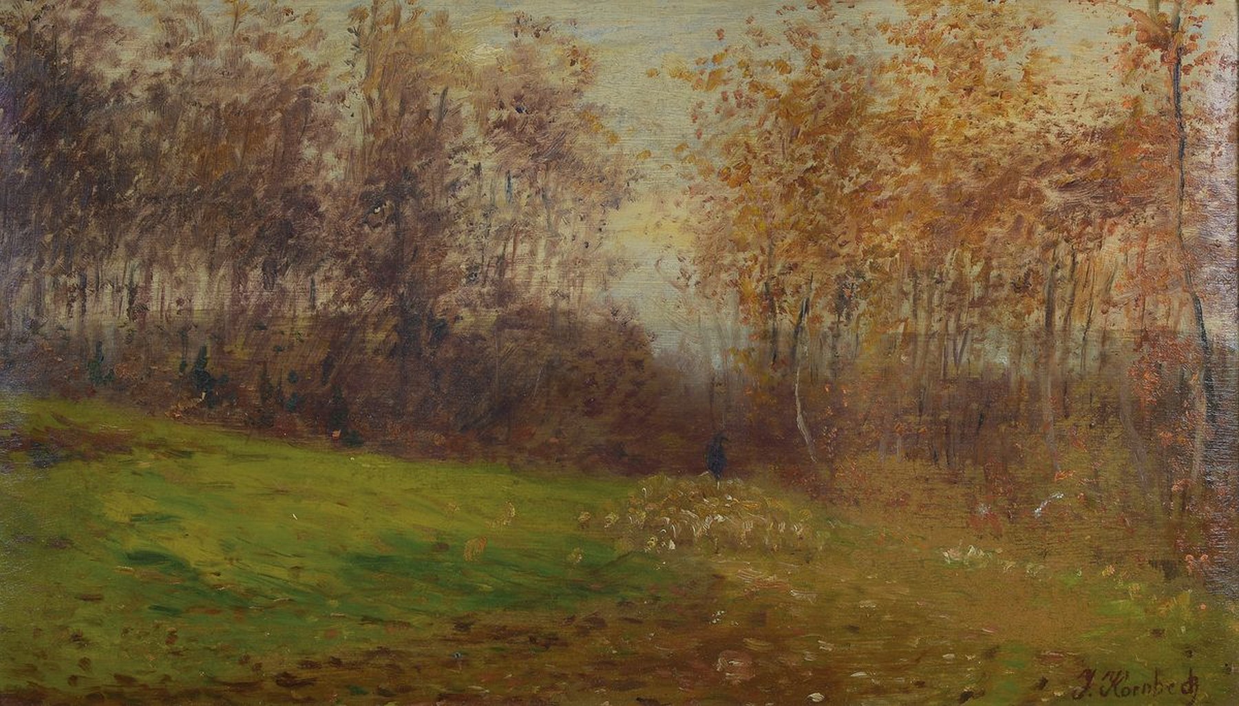 Julius Kornbeck, 1839 Winnenden-1920 Oberensingen, Studium an den Akademien Stuttgart, München und Düsseldorf, hier: Schäfer mit seiner Herde am ...