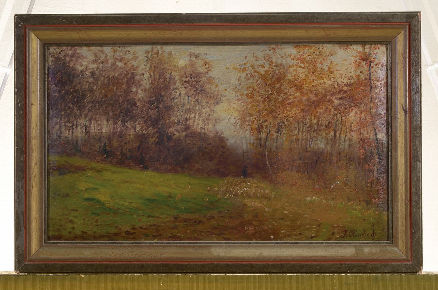 Detail k: Julius Kornbeck, 1839 Winnenden-1920 Oberensingen, Studium an den Akademien Stuttgart, München und Düsseldorf, hier: Schäfer mit seiner Herde am ...