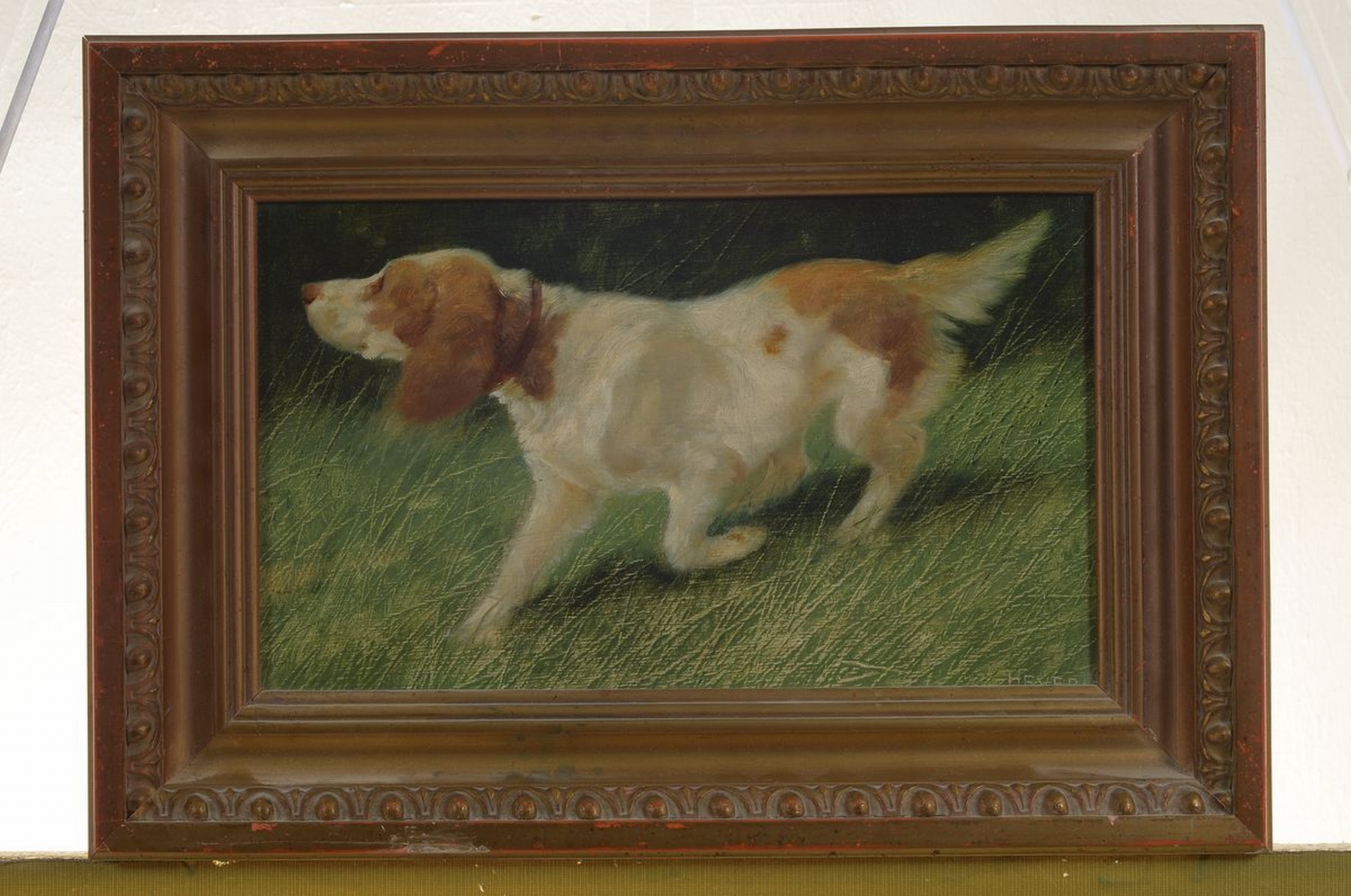 Detail k: Arthur Heyer, 1872 Haarhausen-1931 Budapest, laufender Jagdhund, Öl/Holz, rechts unten signiert, ca. 17x29cm, R. ca. 28x40cm