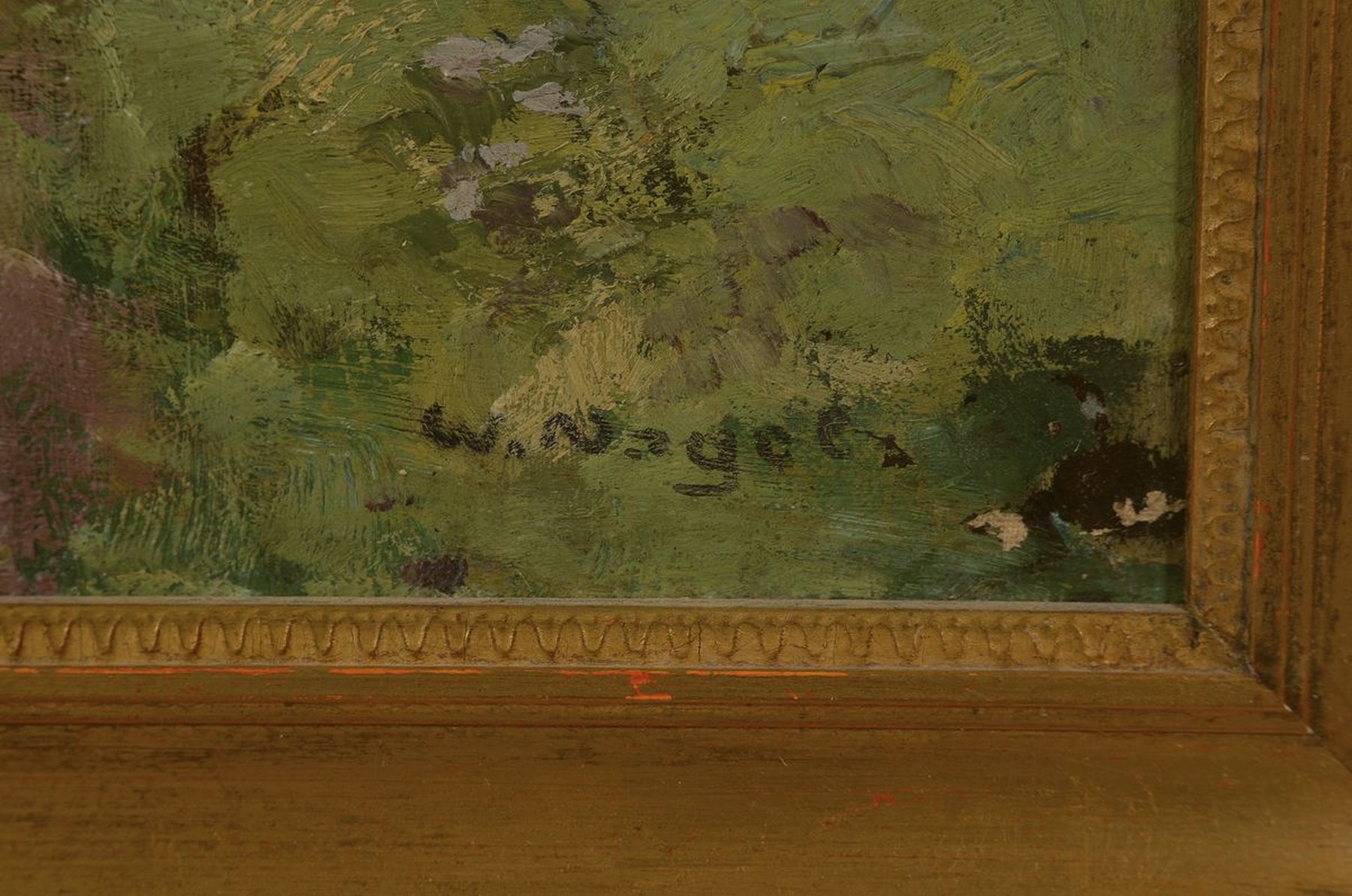 Detail a: Wilhelm Nagel, 1866 Karlsruhe-1945 Baden-Baden, Waldinneres, Öl/Malkarton, rechts unten signiert, ca. 41.5x33.5cm, R. ca. 49x41cm