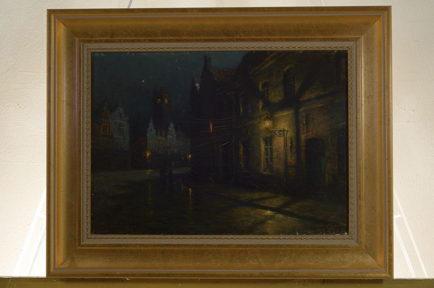Detail k: Georges Philibert Charles Maroniez, 1865 Douai-1933 Paris, Nuit a Malines, so rückseitig betitelt, Öl/Malkarton, rechts unten signiert, ca. ...
