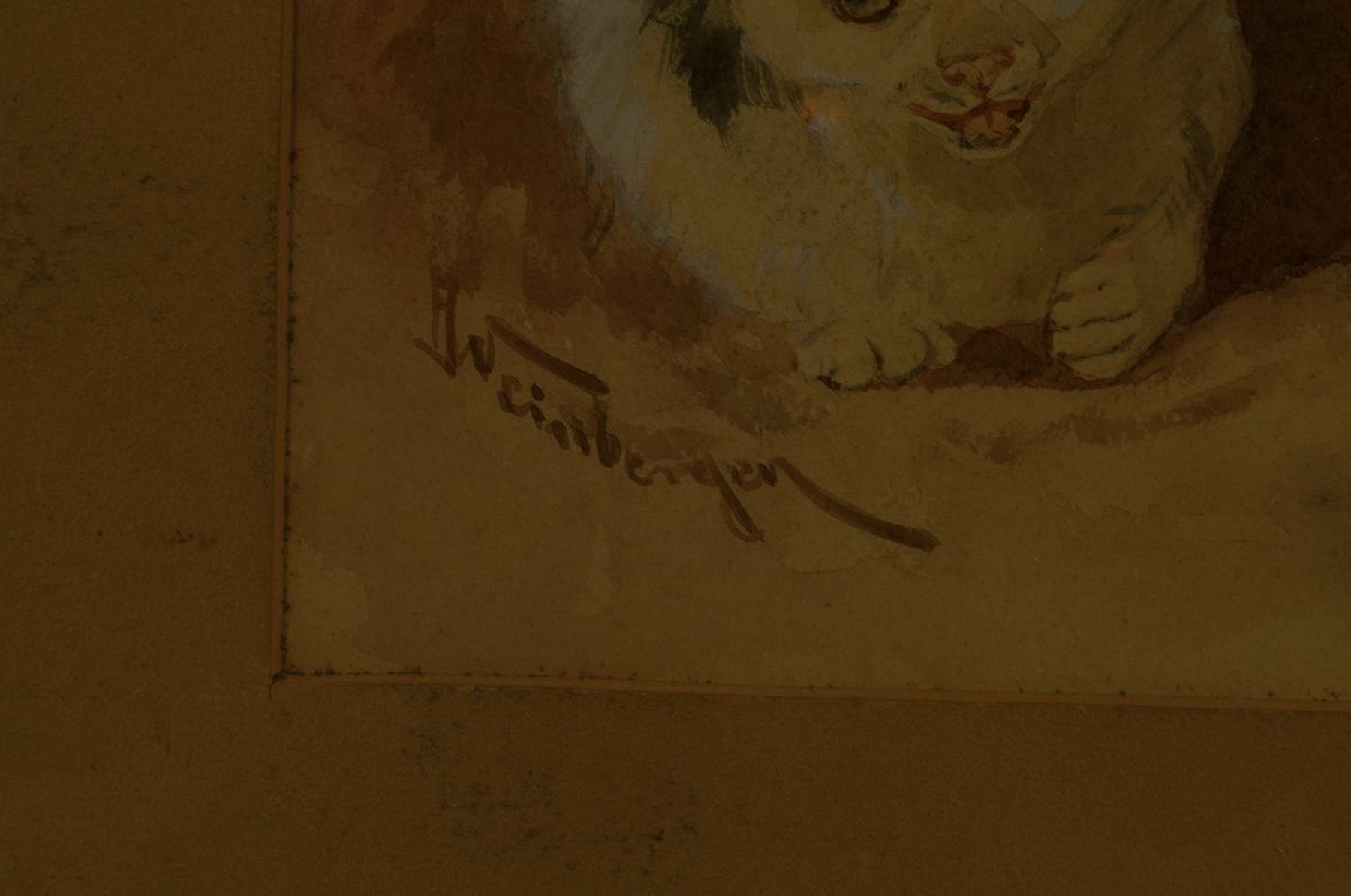 Detail a: Anton Weinberger, 1843 München-1912 Taunusstein, zwei Katzen, Aquarell auf Papier, links unten signiert, ca. 15x25cm, PP, u.Gl., R. ca. 34x44cm, ...
