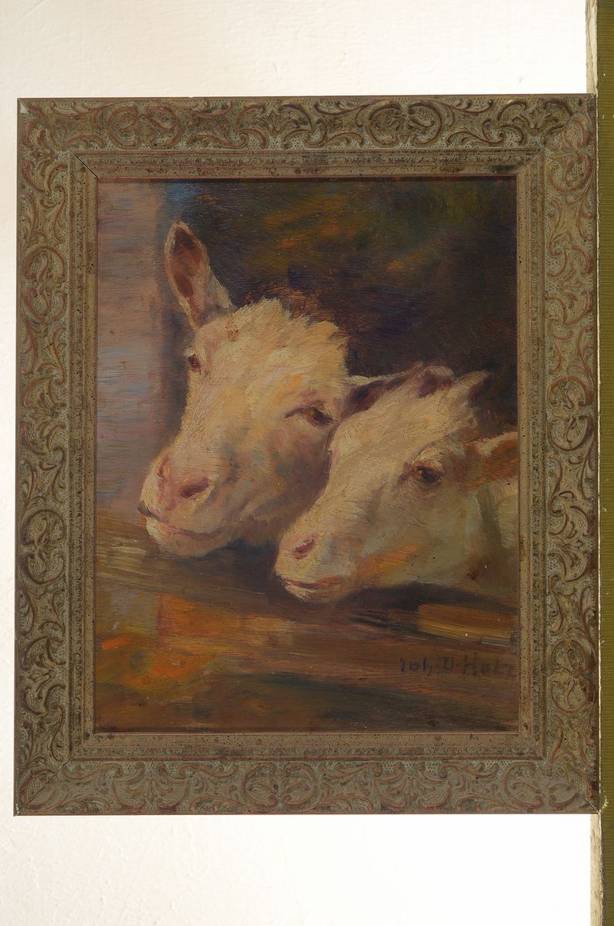 Detail k: Johann Daniel Holz, 1867 Bremen-1945 Fürstenfeldbruck, 2 Kälberköpfe, Öl/Holz, rechts unten signiert, ca. 19x24cm, R. ca. 25x30cm