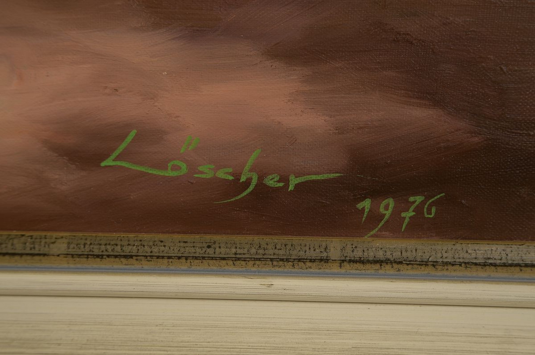Detail a: Löscher, datiert 1975, Blumenstillleben, Öl/Lwd, signiert und datiert, ca. 60 x 80 cm, Rahmen