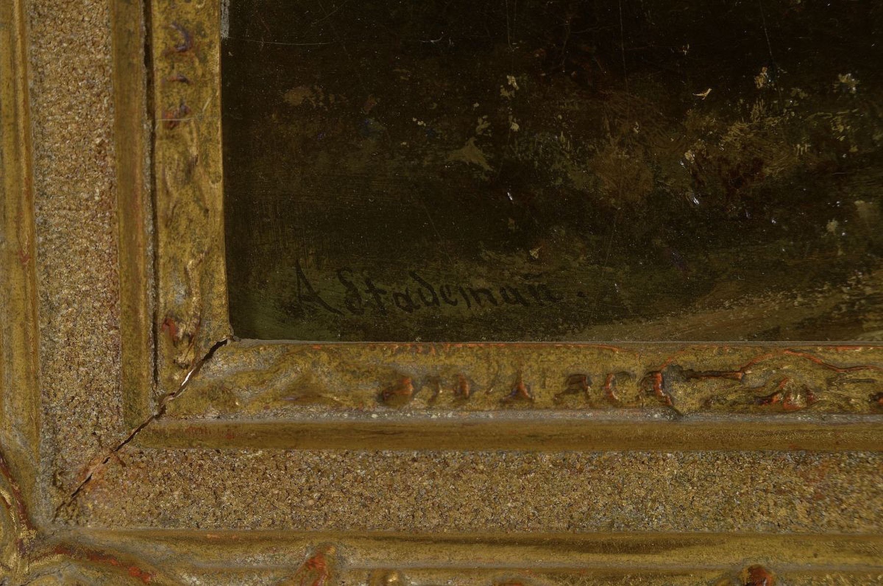 Detail a: Adolf Stademann, 1824-1895 München, Sohn von Ferdinand Stademann, Schüler von Carl August Lebschee und Moritz Lotze; hier: Vollmondnacht, ...