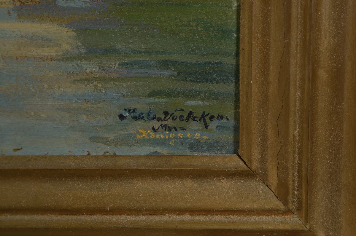 Detail a: Robert Völckel, 1854 Dohna bei Pirna - 1924 München, Schüler a.d. Dresdner Akademie, war in München ansässig, hier: Ansicht auf das Bergpanorama ...