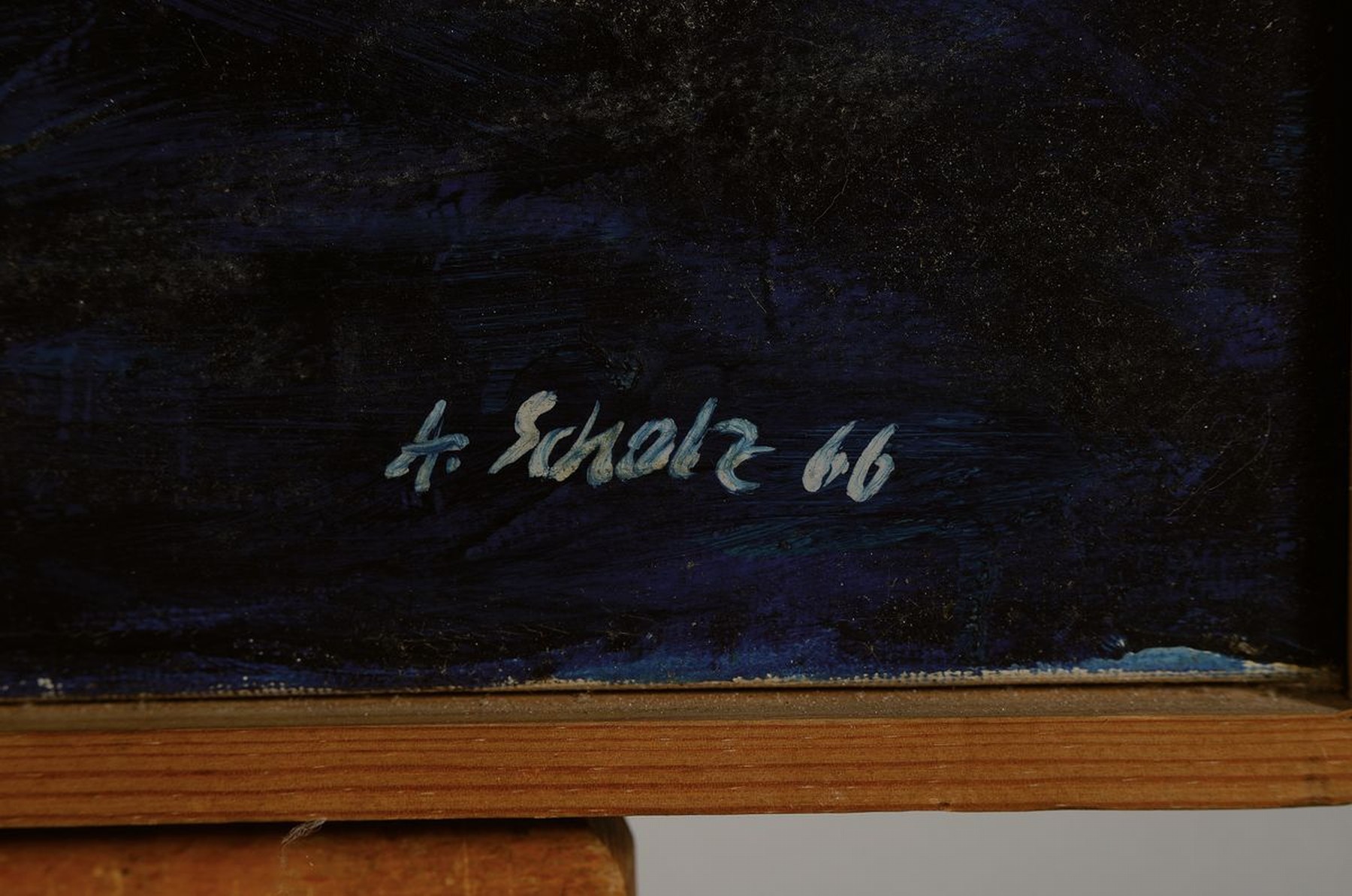 Detail a: A. Scholz, Künstlers des 20.Jh., Abstrakte Komposition in Blau, unter Verwendung roter Kontrastakzente, rechts unten signiert u. datiert (19)66, ca. ...