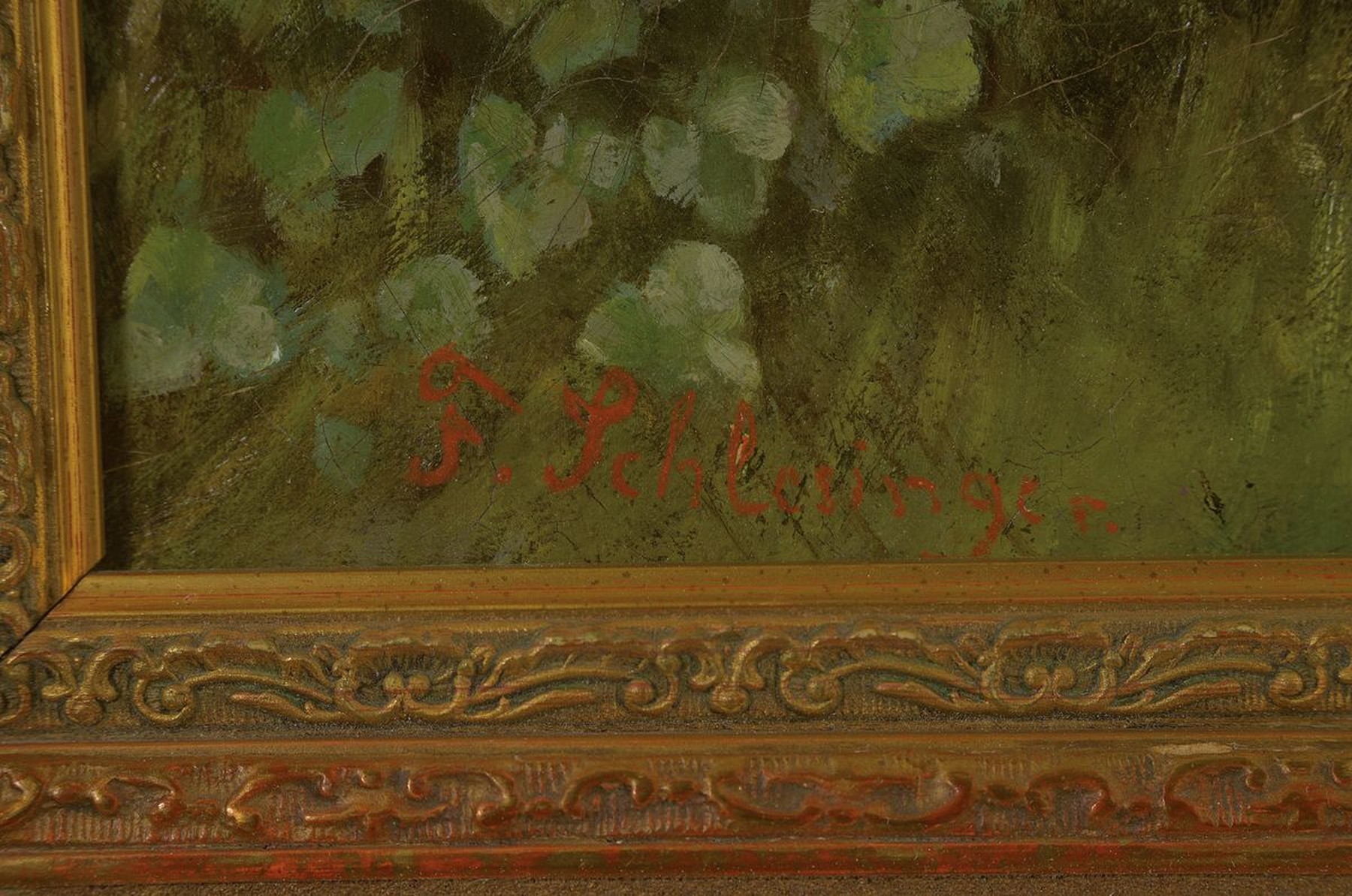 Detail a: Felix Schlesinger, 1833 Hamburg - 1910 ebenda, Genremaler, Studium in Hamburg, Antwerpen, Düsseldorf bei Wilhelm R. Jordan u. in Paris; hier: kleine ...