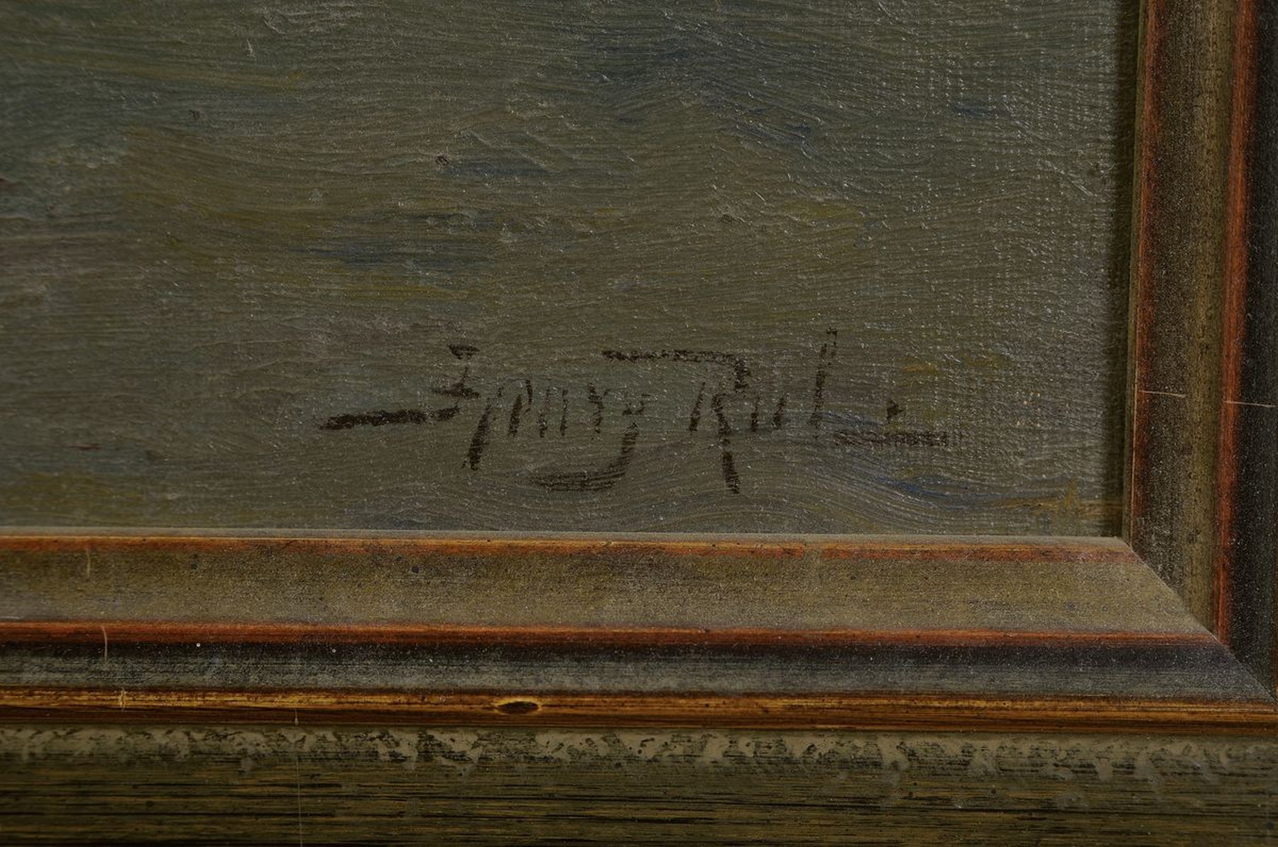 Detail a: Henry Rul, 1862 Antwerpen-1942 Viersel, Mondsichel und Wolken über einem Fischerboot auf ruhiger See, Öl/Lwd, rechts unten signiert, ca. 40x58cm, ...