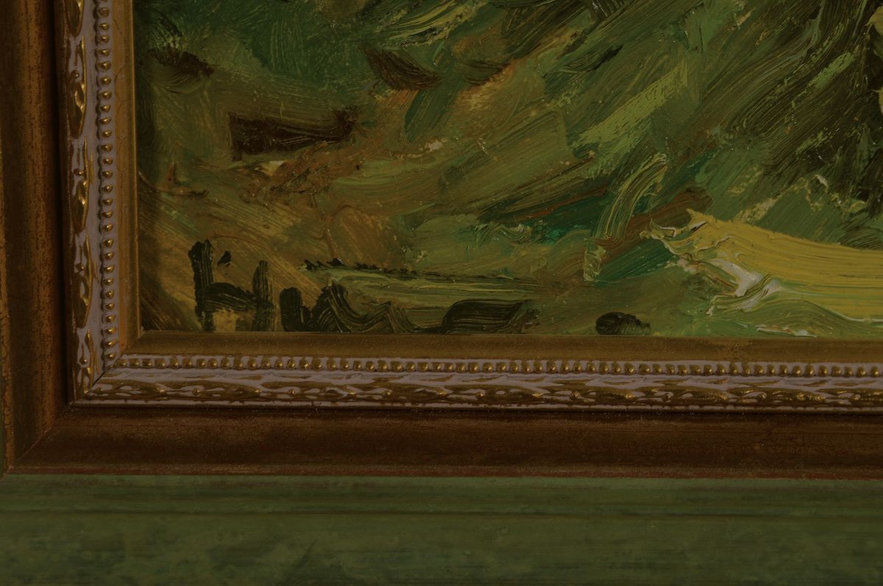 Detail a: Unbekannter Künstler des frühen 20. Jh., Landschaft am Bodensee, Öl/Lwd, links unten unleserlich signiert, ca. 46x57cm, R. ca. 56x 66cm