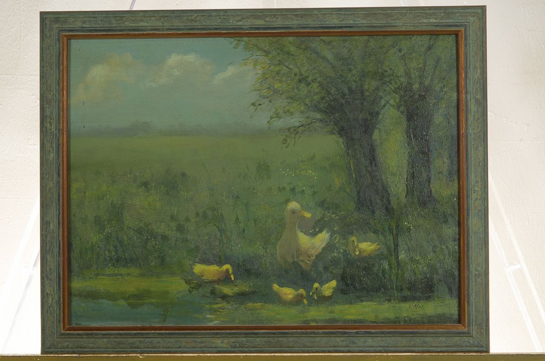 Detail k: H. Mas, geb. 1906 Arnheim, zeitgen. Traditionalist, Entenfamilie am Ufer des Teichs, Öl/Holz, rechts unten signiert, ca. 35x49cm, R. ca. 43x56cm