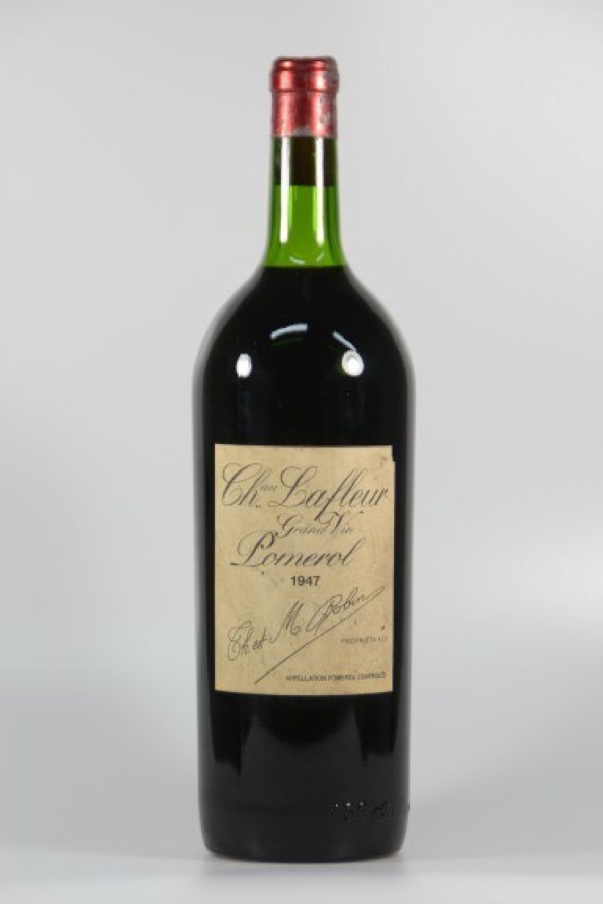 1 Magnumflasche, Chateau Lafleur Grand Vin Pomerol, 1947, ca. 150 cl, Top Shoulder, Kapsel u. Etikett mit l. Alterssp.