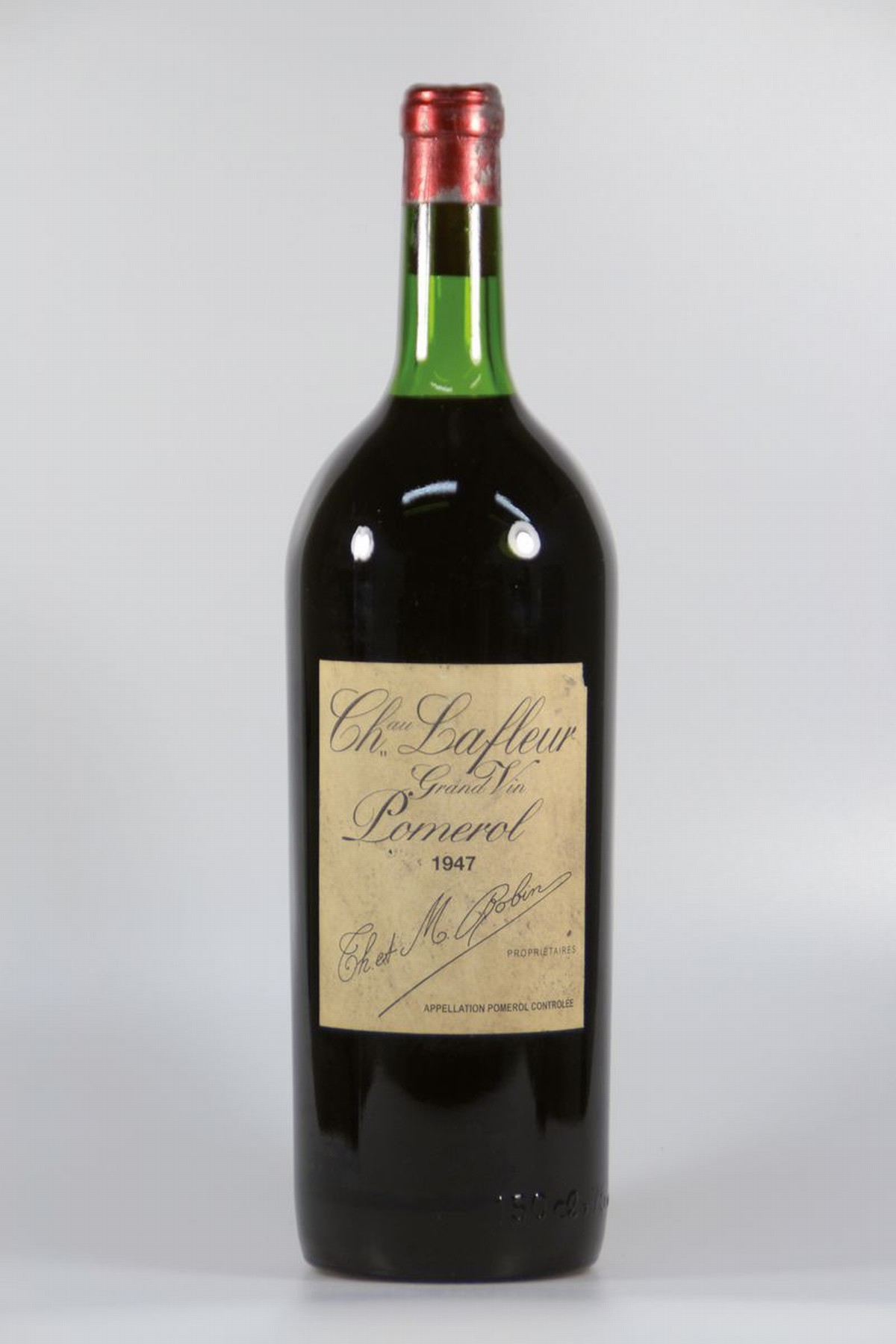 Detail c: 1 Magnumflasche, Chateau Lafleur Grand Vin Pomerol, 1947, ca. 150 cl, Top Shoulder, Kapsel u. Etikett mit l. Alterssp.
