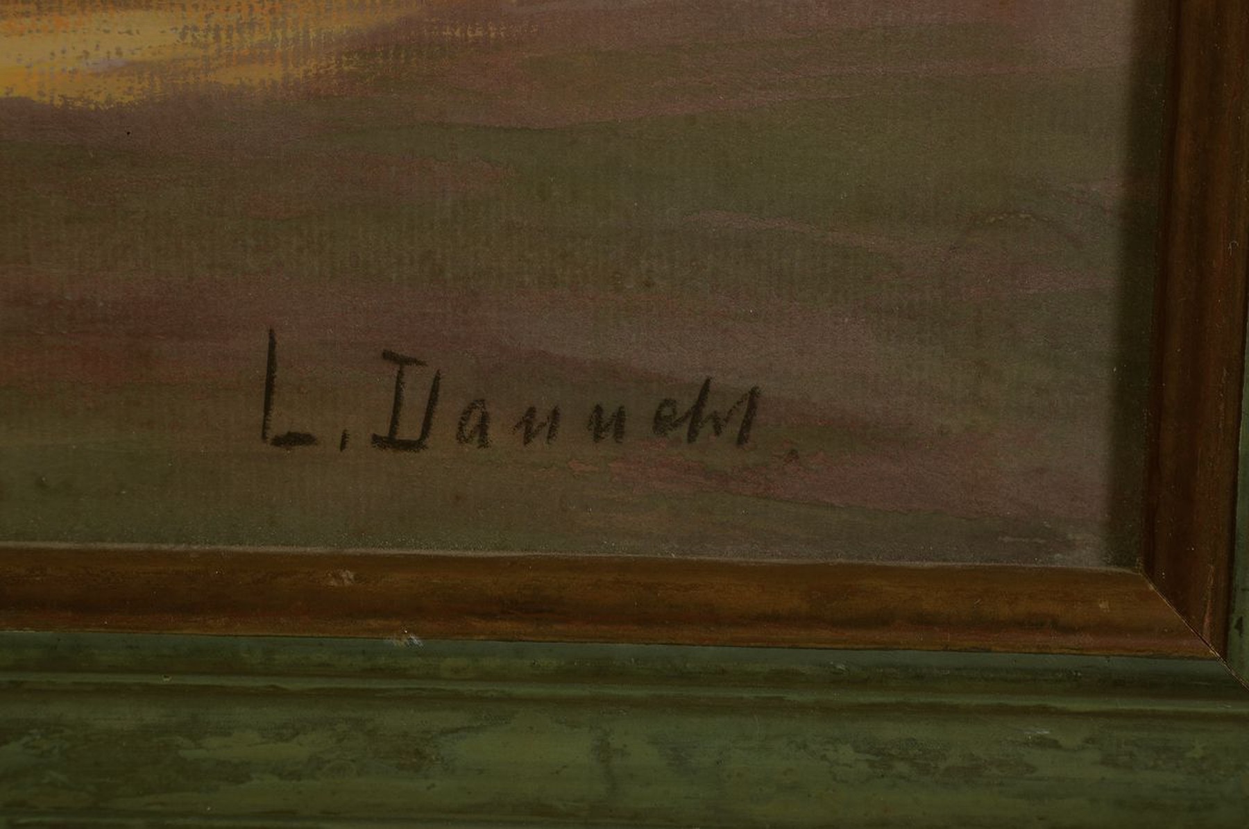 Detail a: L. Dannert, Maler der 1. Hälfte des 20. Jh., Hühner und Esel vor dem Stall, Aquarell auf Papier, rechts unten signiert, ca. 30x46cm, u.Gl., R. ca. ...