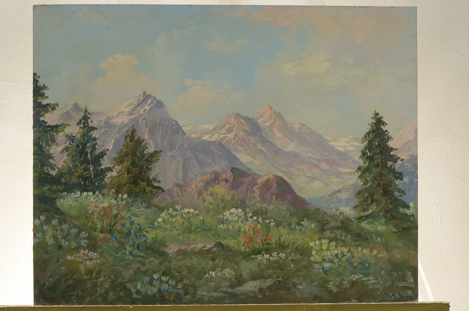 Detail m: Kenneth Baker, 1921 - 1996, britischer Landschafts- u. Genremaler, Zwei Alpenlandschaften im Frühling, malerische Auffassung u. kontrastierende ...