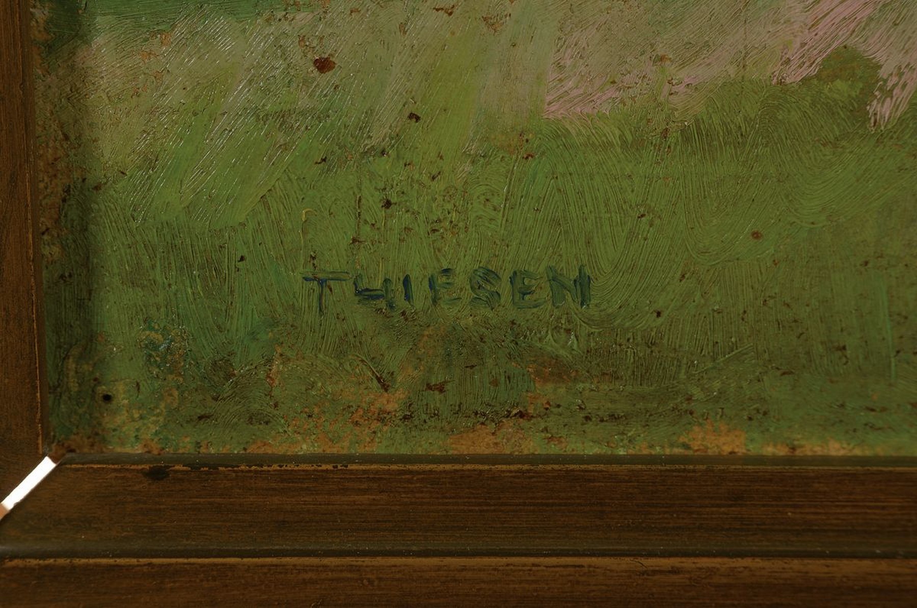Detail a: Jakob Thiesen, 1884 Bad Honnef-1914 gefallen, Studium an der Akademie Düsseldorf, hier: Landschaft in der Eifel, Öl/Lwd, links unten signiert, ca. ...