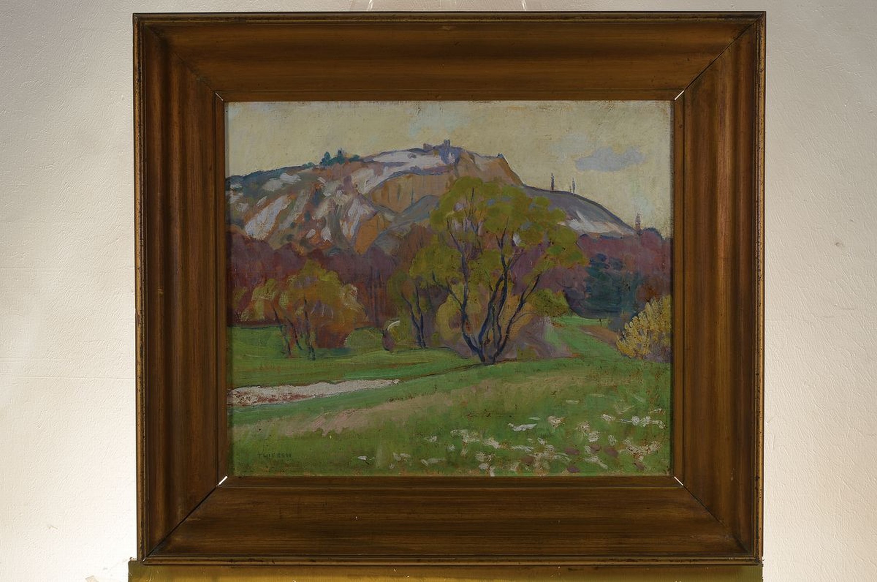 Detail k: Jakob Thiesen, 1884 Bad Honnef-1914 gefallen, Studium an der Akademie Düsseldorf, hier: Landschaft in der Eifel, Öl/Lwd, links unten signiert, ca. ...