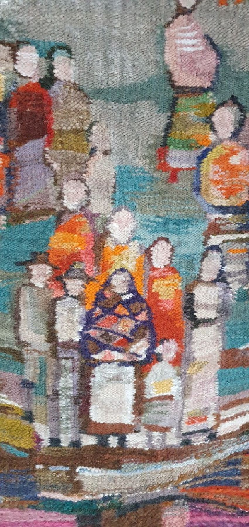 Detail c: Tapisserie von Piotr Grabowski, geb. 1933, polnischer Bildwirker des 20.Jh., schuf vor allem Textilwerke mit traditionell polnischen Sujets, ...
