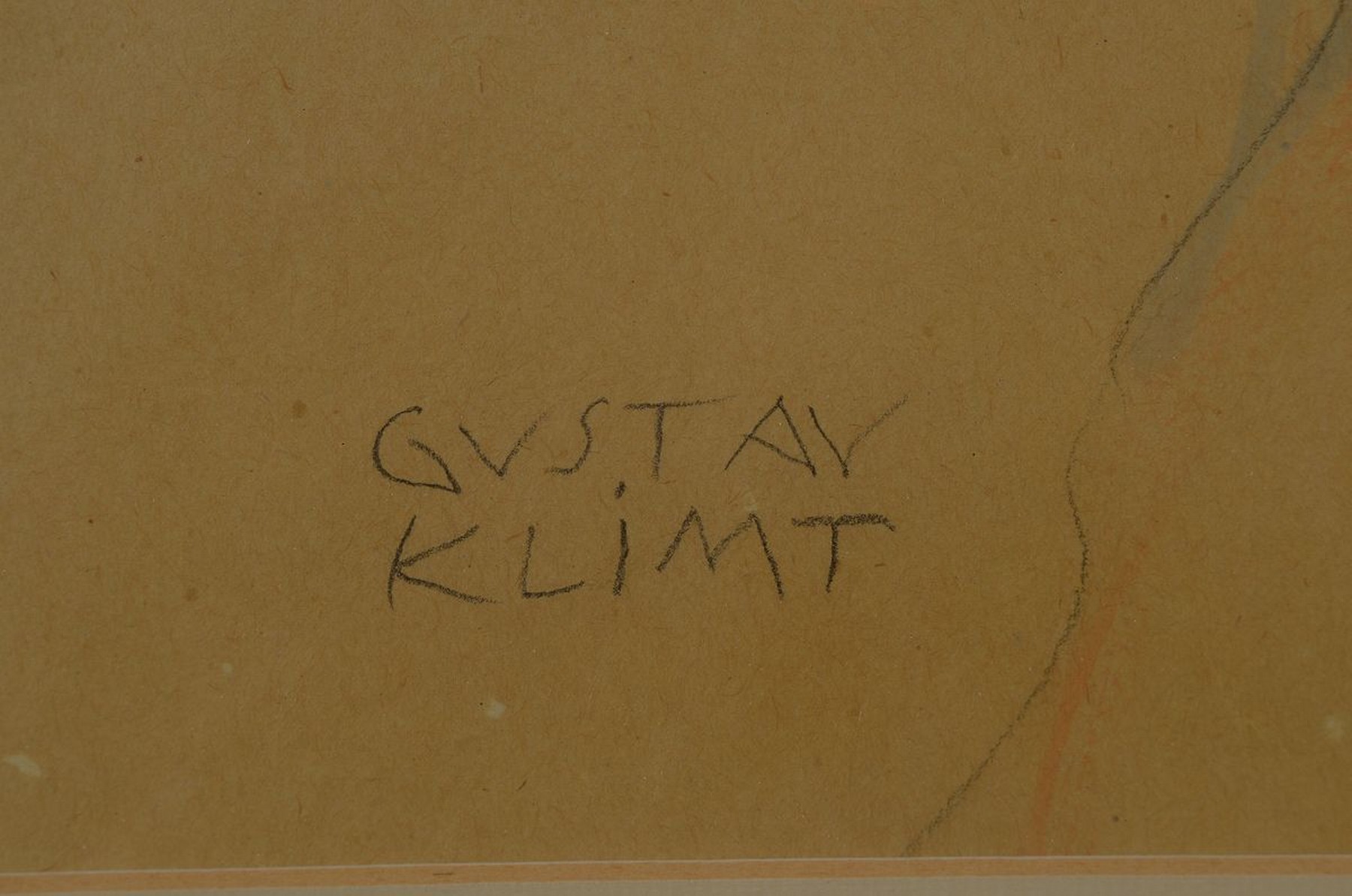 Detail a: Lajos Rouasz, Mädchen von der Seite, Bleistift und Aquarell nach dem Original von Gustav Klimt, rückseitig Autorisierungs- Zertifikat, ...