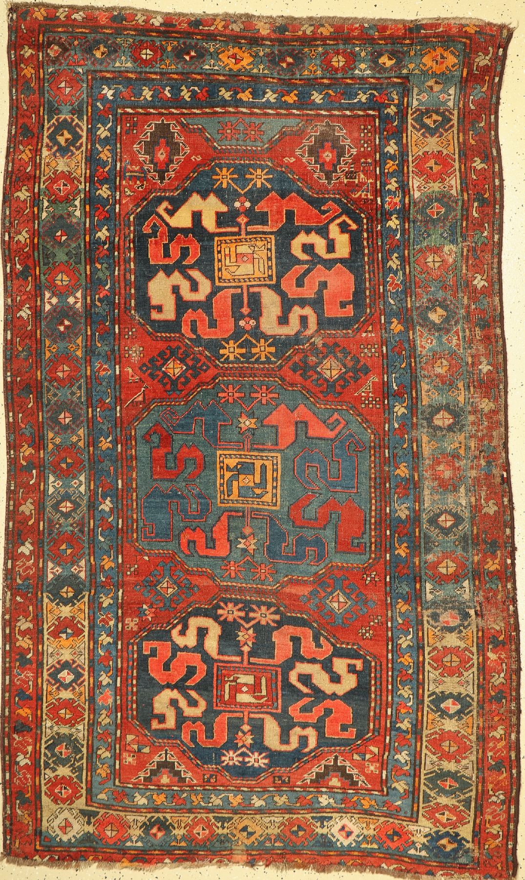 Wolkenband Kazak antik, Kaukasus, um 1900, Wolle auf Wolle, ca. 225 x 140 cm, EHZ: 5
