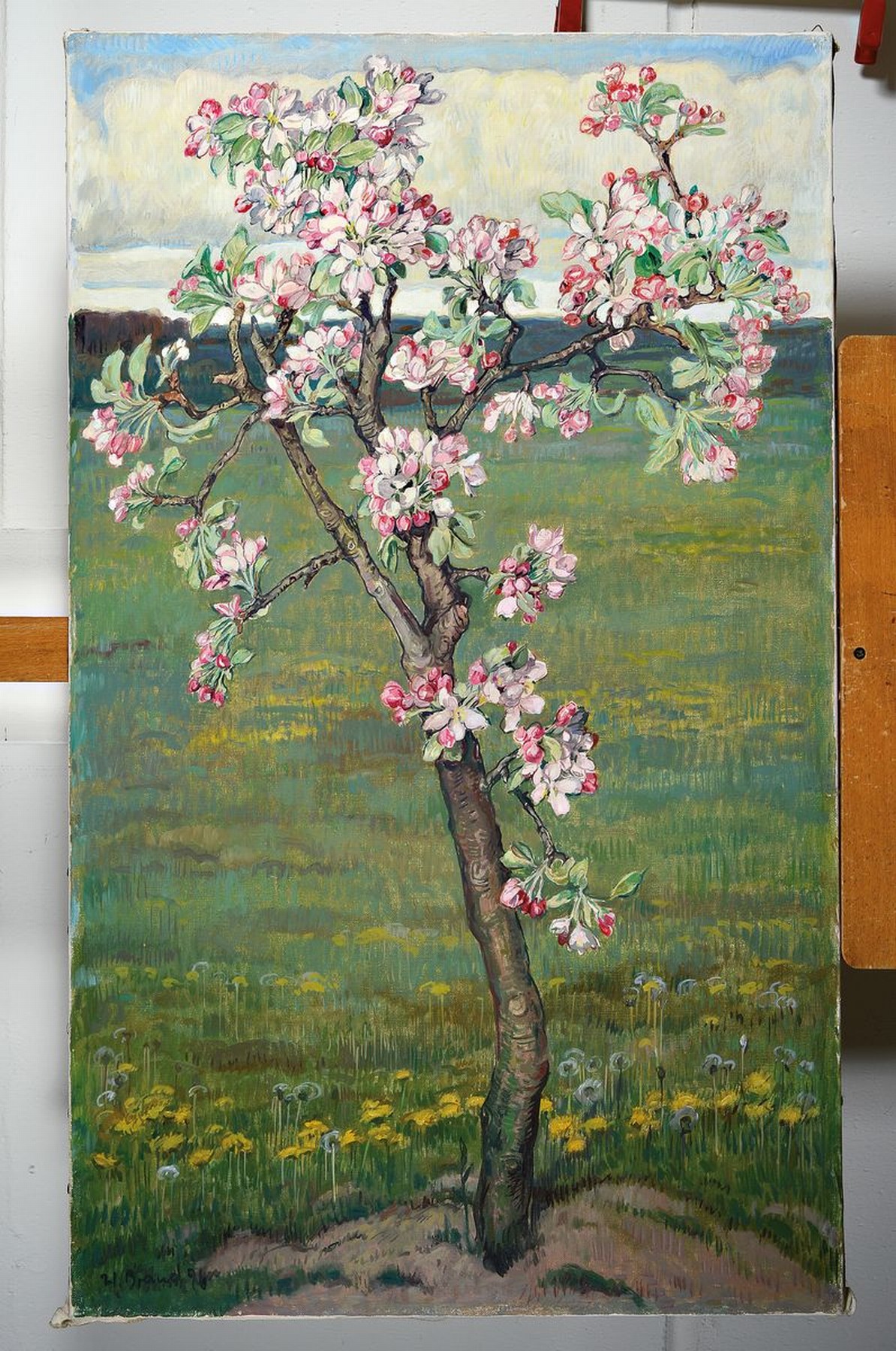 Detail k: Werner Brand, 1933-2021, Blühender Obstbaum, Öl/Lwd, links unten signiert und dat. 96, ca. 100x60cm