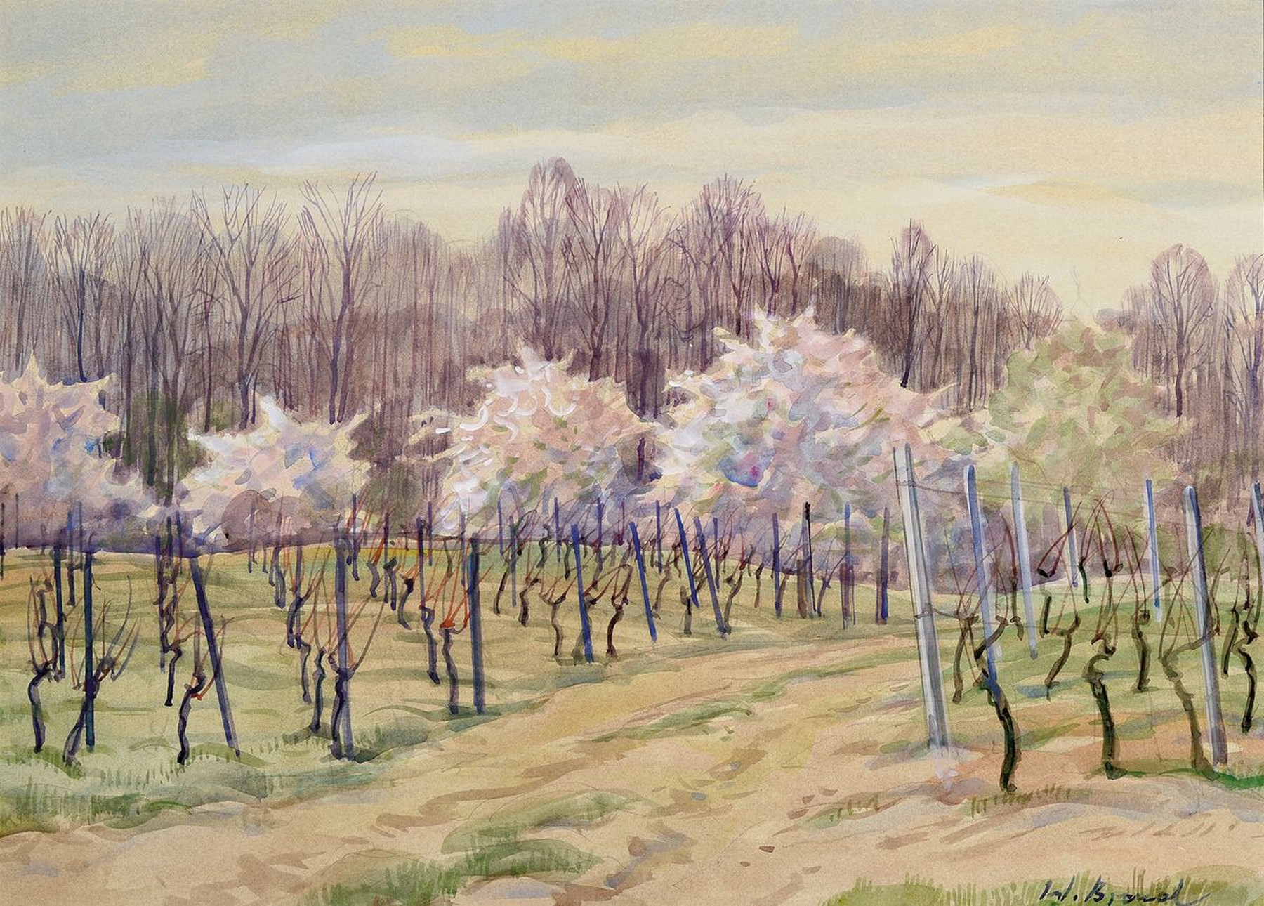 Werner Brand, 1933-2021, Aquarell/Papier, im Wingert, rechts unten signiert, ca. 32x45cm