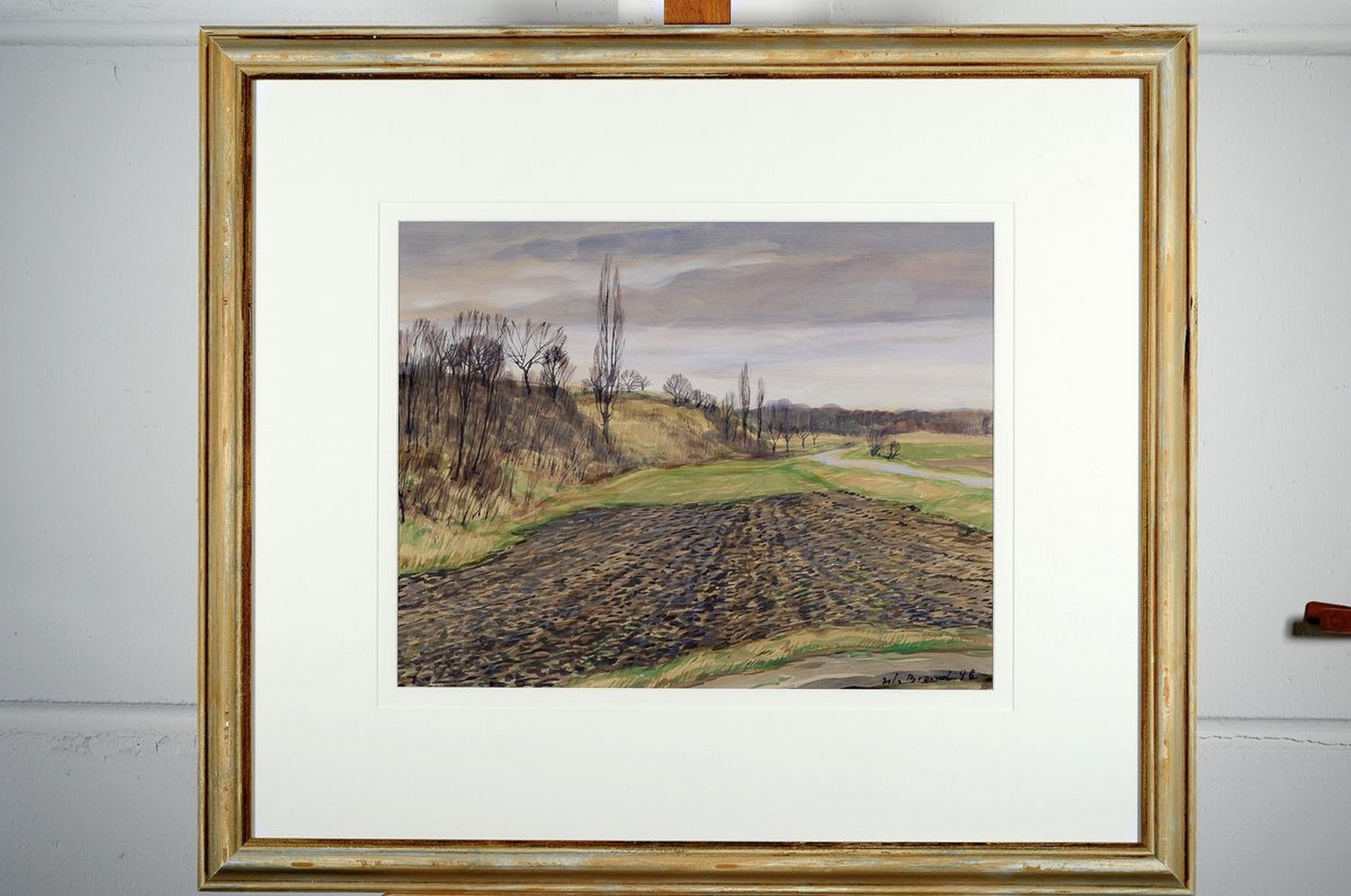 Detail k: Werner Brand, 1933-2021, Aquarell/Papier, Landschaft, Am Ackerrain, rechts unten signiert und datiert 96, ca. 36x46cm, PP, u. Gl., R. ca. 67x77cm