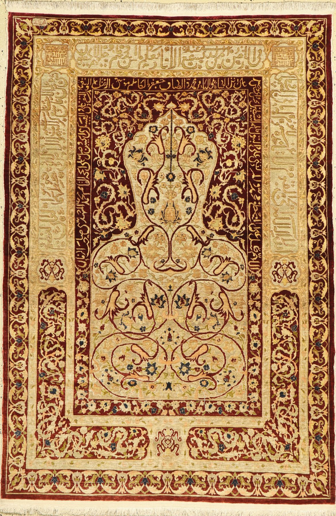 Signierter Seiden Hereke fein, Türkei, um 1940, reine Naturseide(Metallbroschirung), ca, 152 x 104 cm, ca, 1 Mio Kn/qm, EHZ: 2