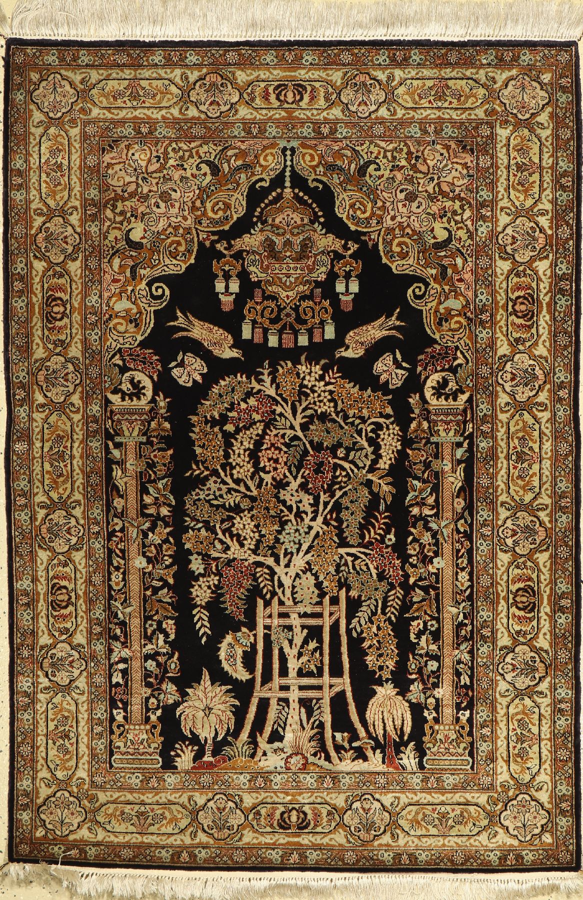 Ghom Seide fein, Persien, um 1950, reine Naturseide, ca. 157 x 108 cm, EHZ: 2