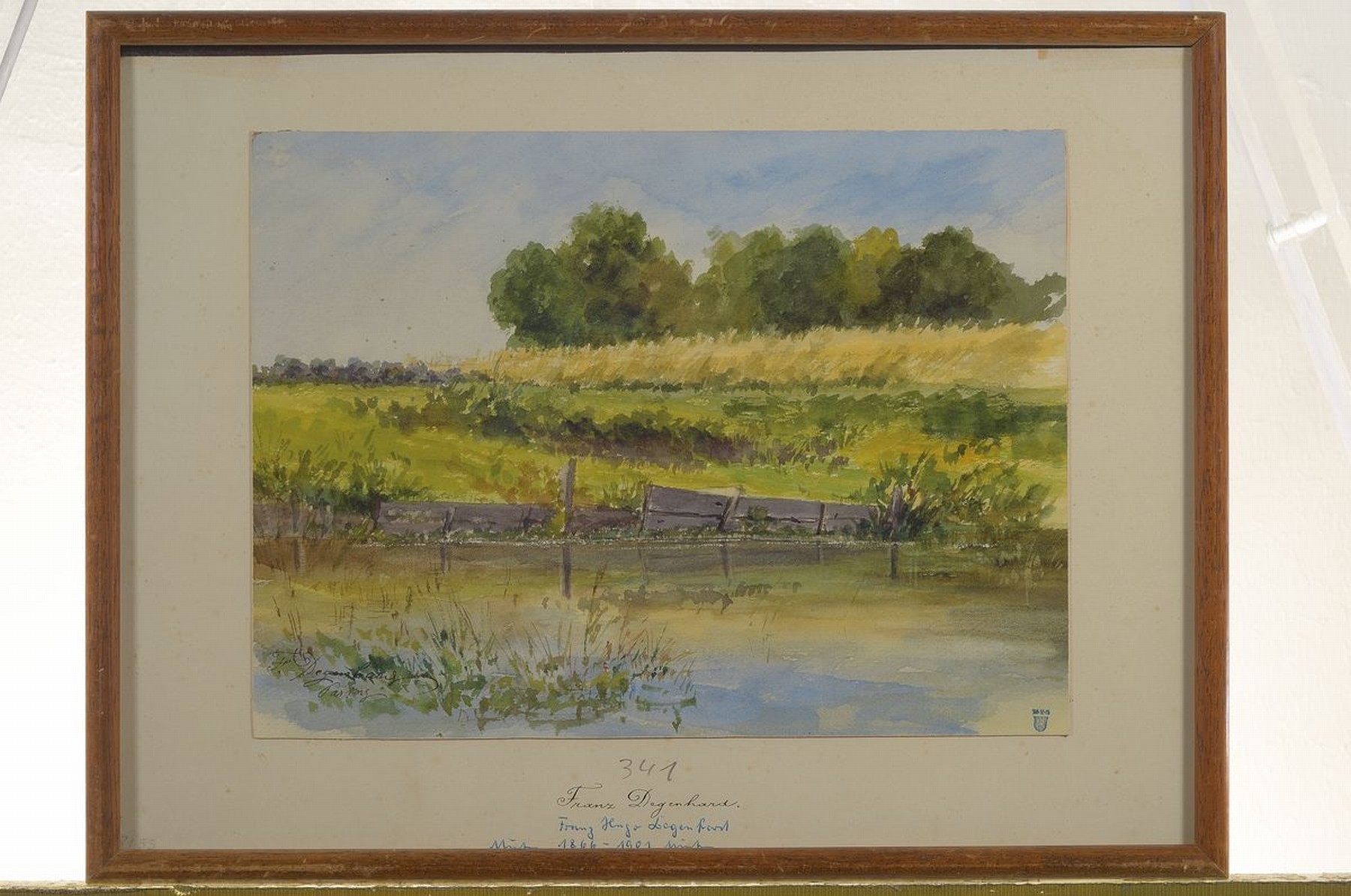 Detail k: Franz Hugo Degenhard, 1866 München-1901, Landschaft bei Pasing, Aquarell, signiert, Ortsbezeichnung, ca. 22x29.5cm, PP, u.Gl., R. ca. 31x41cm