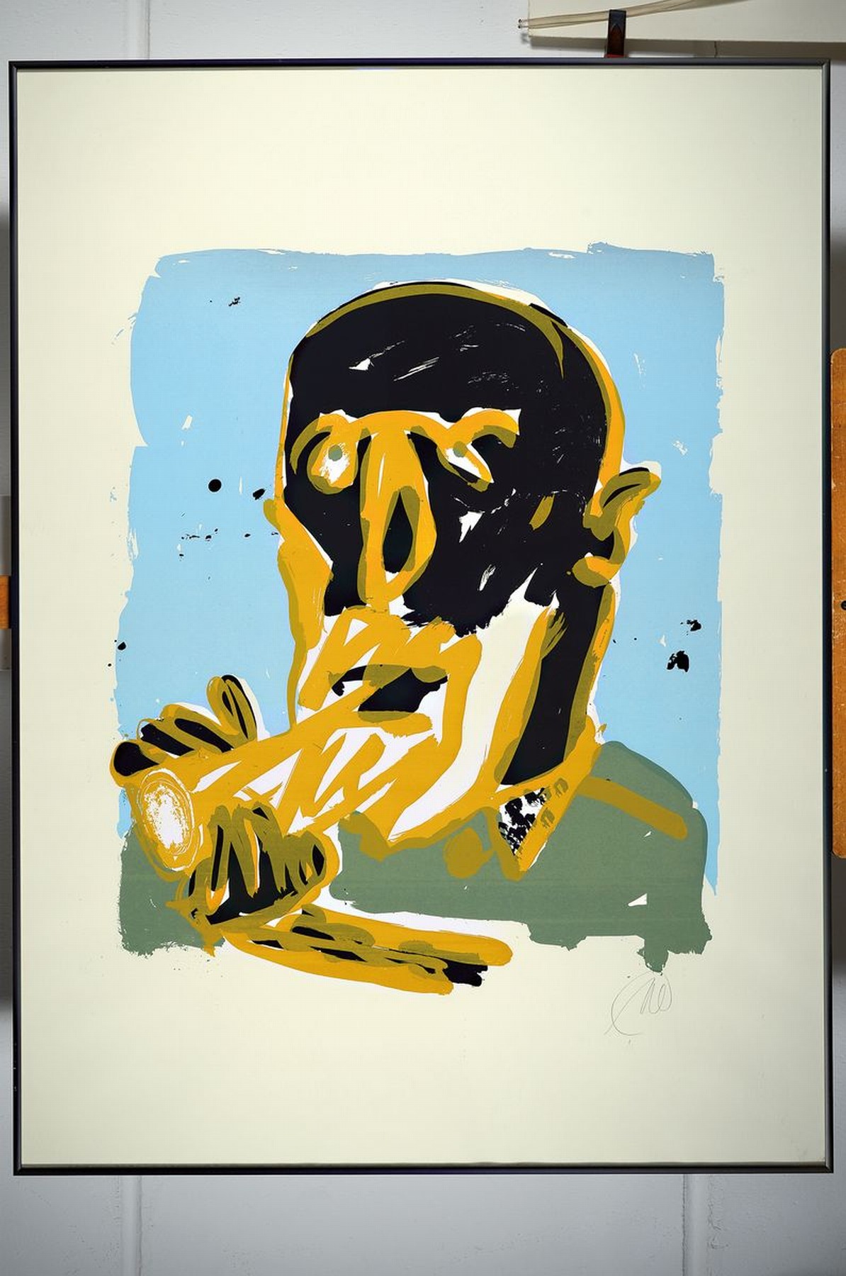 Detail k: Markus Lüpertz, geb. 1941 Reichenberg, Selbstporträt, Farbserigraphie, kleine Auflagedes Künstlers, rechts unten handsigniert, unter Glas gerahmt, ...