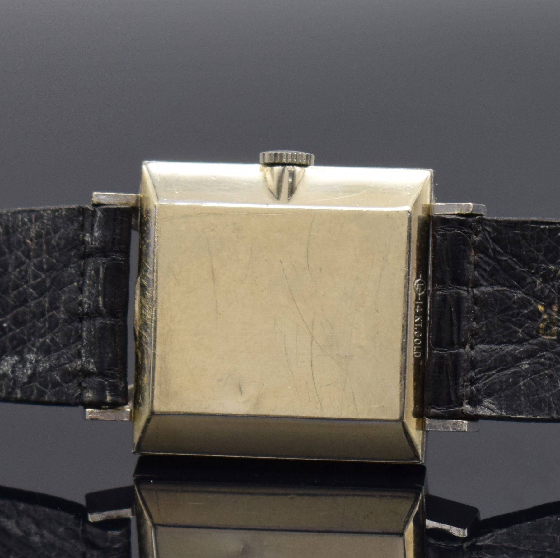 Detail c: LONGINES Cocktailwatch Referenz 603-608, Handaufzug, Schweiz/USA 1960er Jahre, 2-teil. 14k verg. Geh., Boden aufgedr., Lün. wie Zifferbl. m. ...