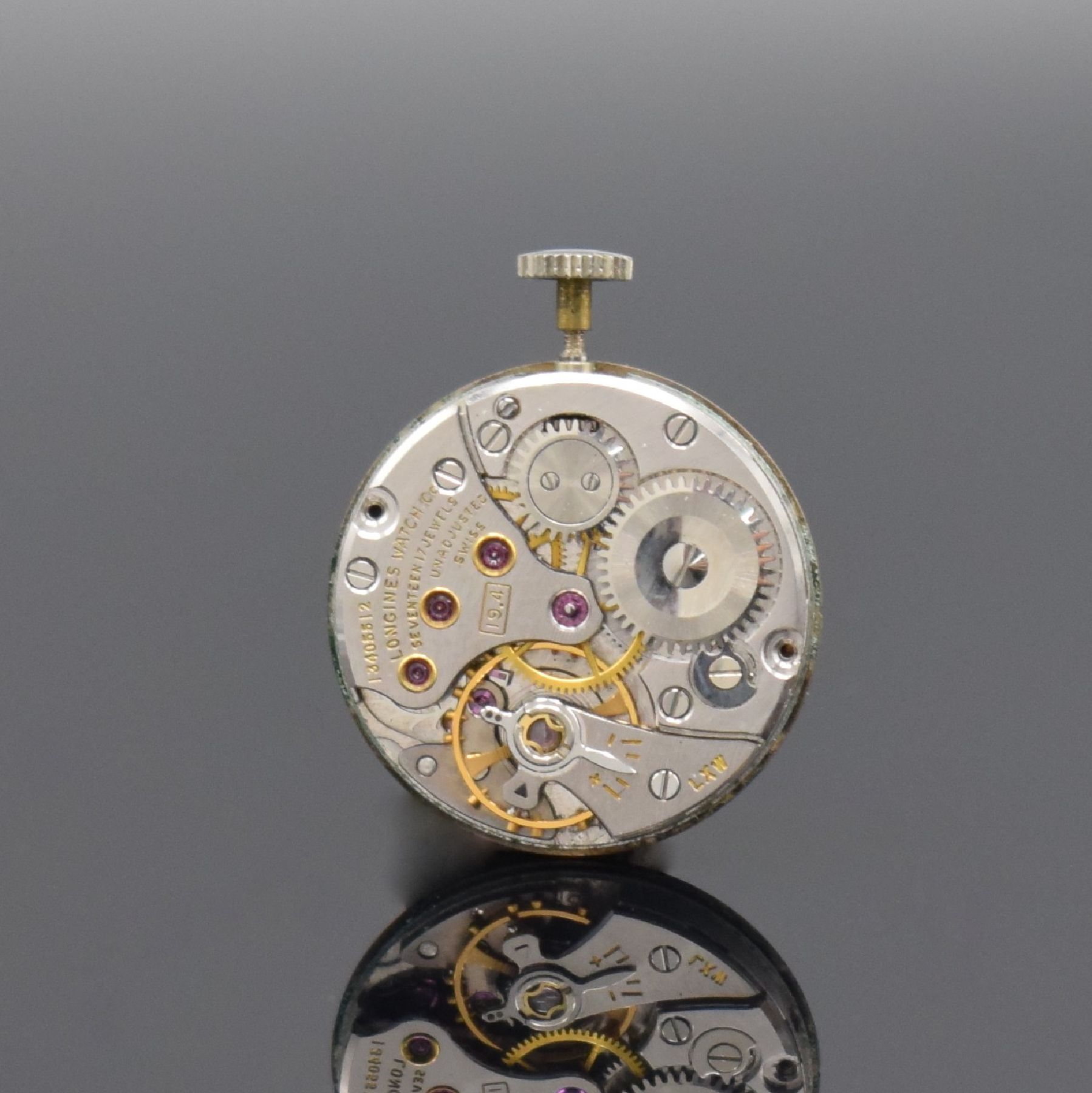 Detail d: LONGINES Cocktailwatch Referenz 603-608, Handaufzug, Schweiz/USA 1960er Jahre, 2-teil. 14k verg. Geh., Boden aufgedr., Lün. wie Zifferbl. m. ...