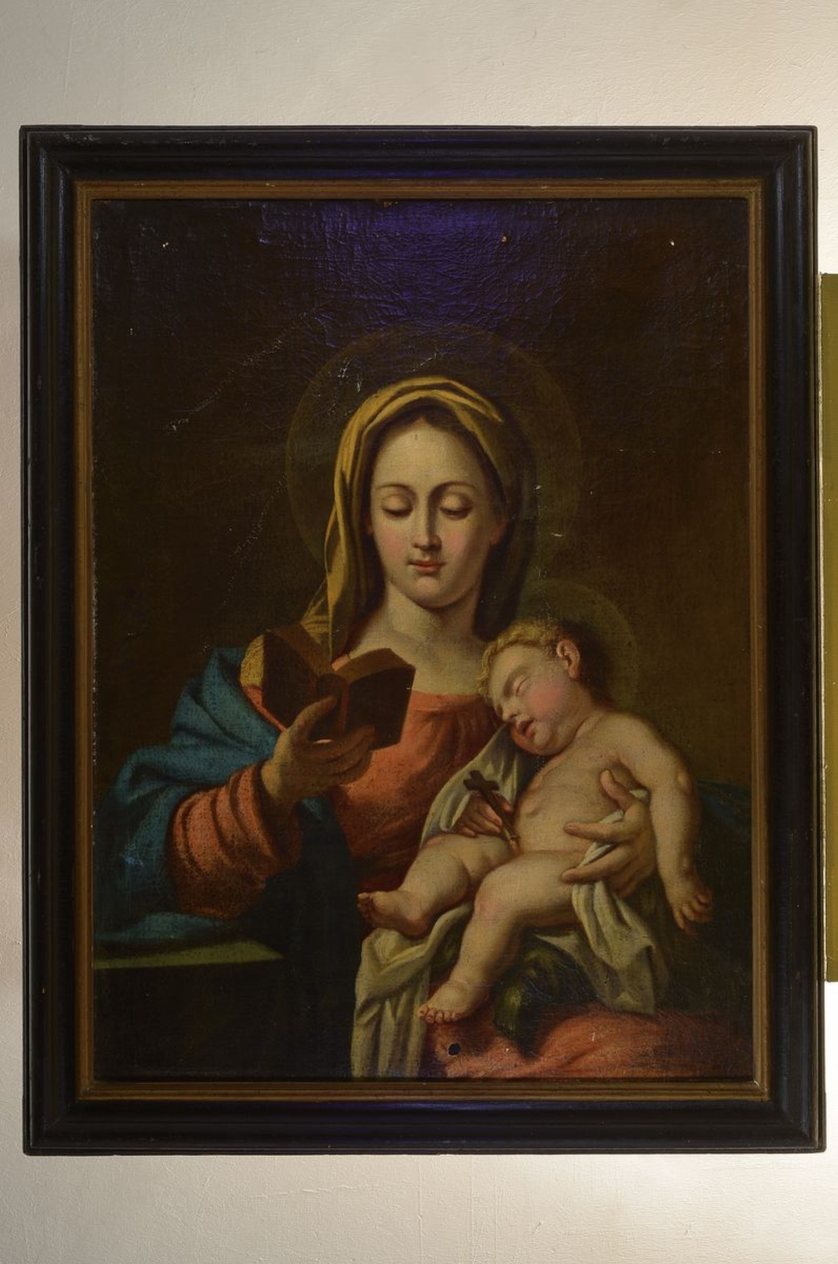 Detail k: Unbekannter Künstler, 17. Jh., lesende Mutter Gottes mit Kind, Charakterisierung als Lesende, stellt Maria als Rezipientin des Wortes dar und ...