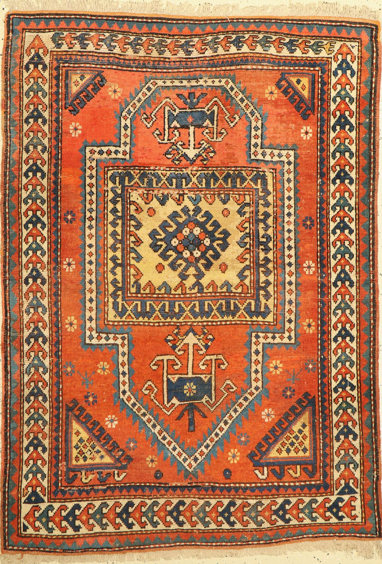 Kozak antik, Türkei, um 1900, Wolle auf Wolle, ca. 151 x 108 cm, EHZ: 4-5