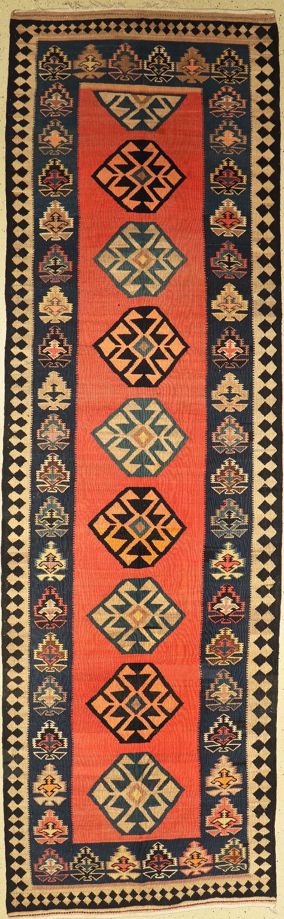 Bidjar Kelim, Persien, um 1920/1930, Wolle auf Baumwolle, ca. 422 x 128 cm, EHZ: 2-3