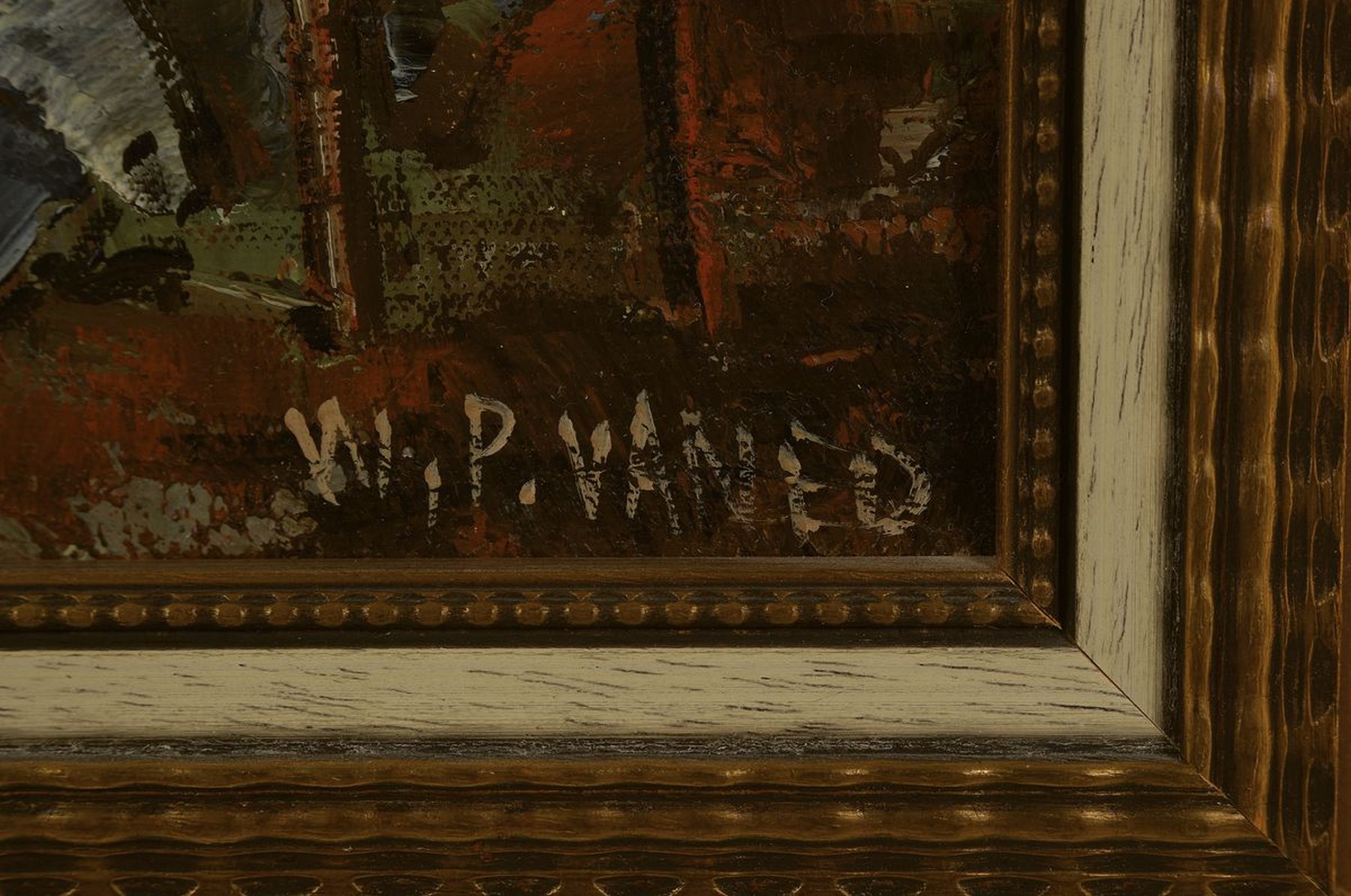 Detail a: Prof. Walter Prescher van Ed, 1916 Dresden-1988 Wiesbaden, im Ballsaal, Öl/Lwd, rechts unten signiert, ca. 50x50cm, R. ca. 65x65cm