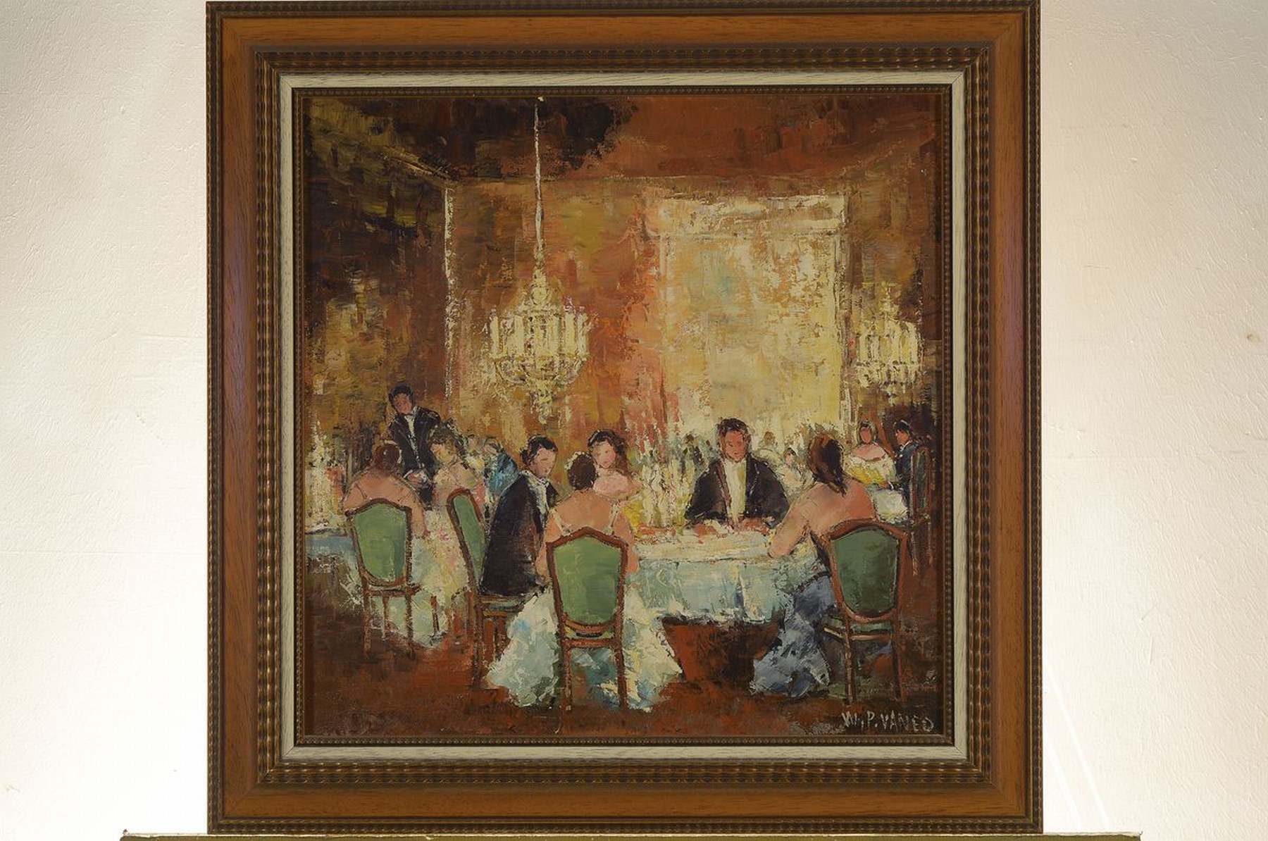 Detail k: Prof. Walter Prescher van Ed, 1916 Dresden-1988 Wiesbaden, im Ballsaal, Öl/Lwd, rechts unten signiert, ca. 50x50cm, R. ca. 65x65cm