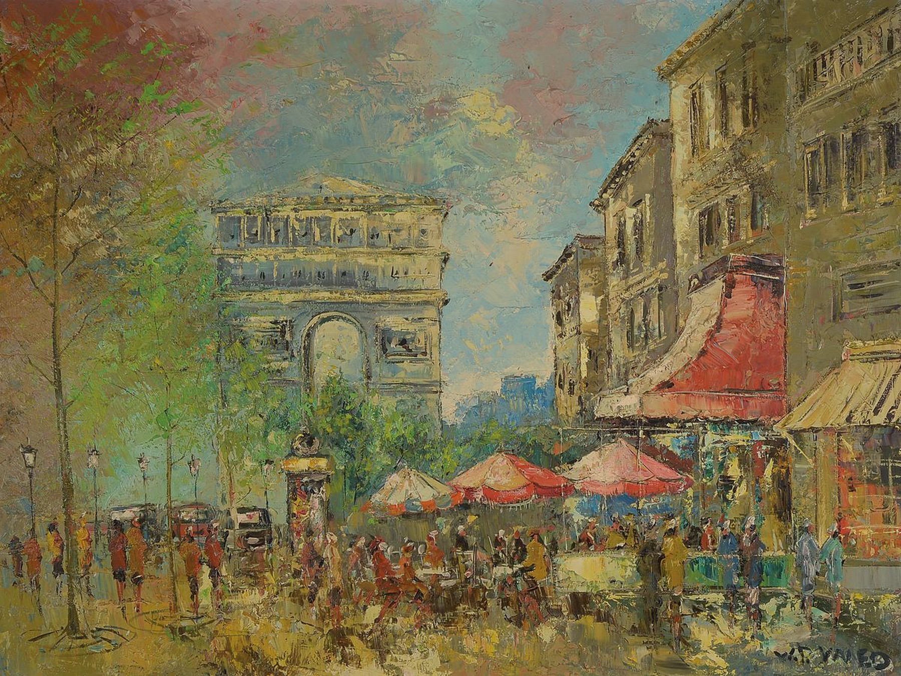 Prof. Walter Prescher van Ed, 1916 Dresden-1988 Wiesbaden, Paris Champs Elysees, Öl/Lwd, rechts unten signiert, ca. 60x80cm, R. ca. 78x98cm