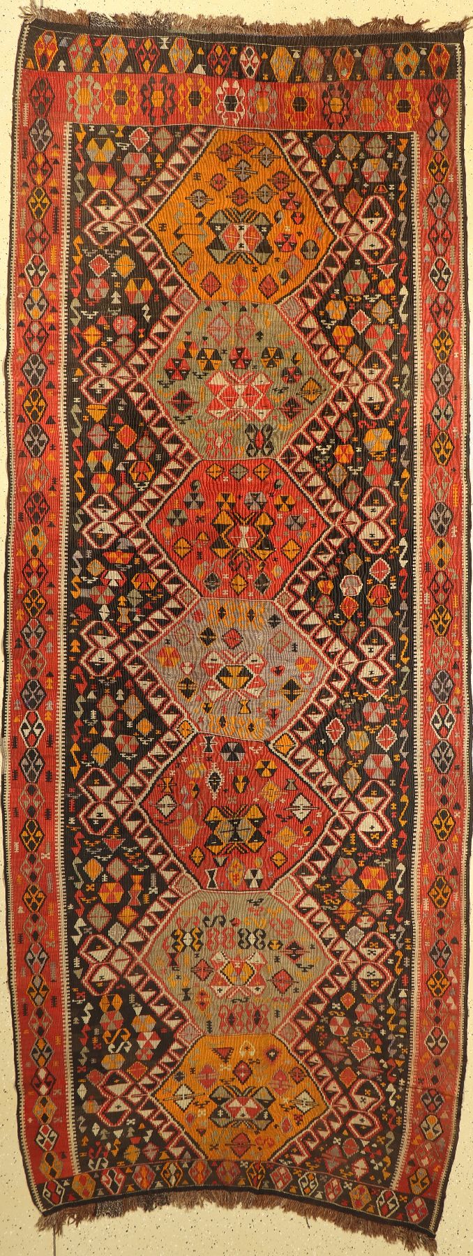 Antiker Kars Kelim, Türkei, um 1900, Wolle auf Wolle, ca. 400 x 155 cm, EHZ: 3