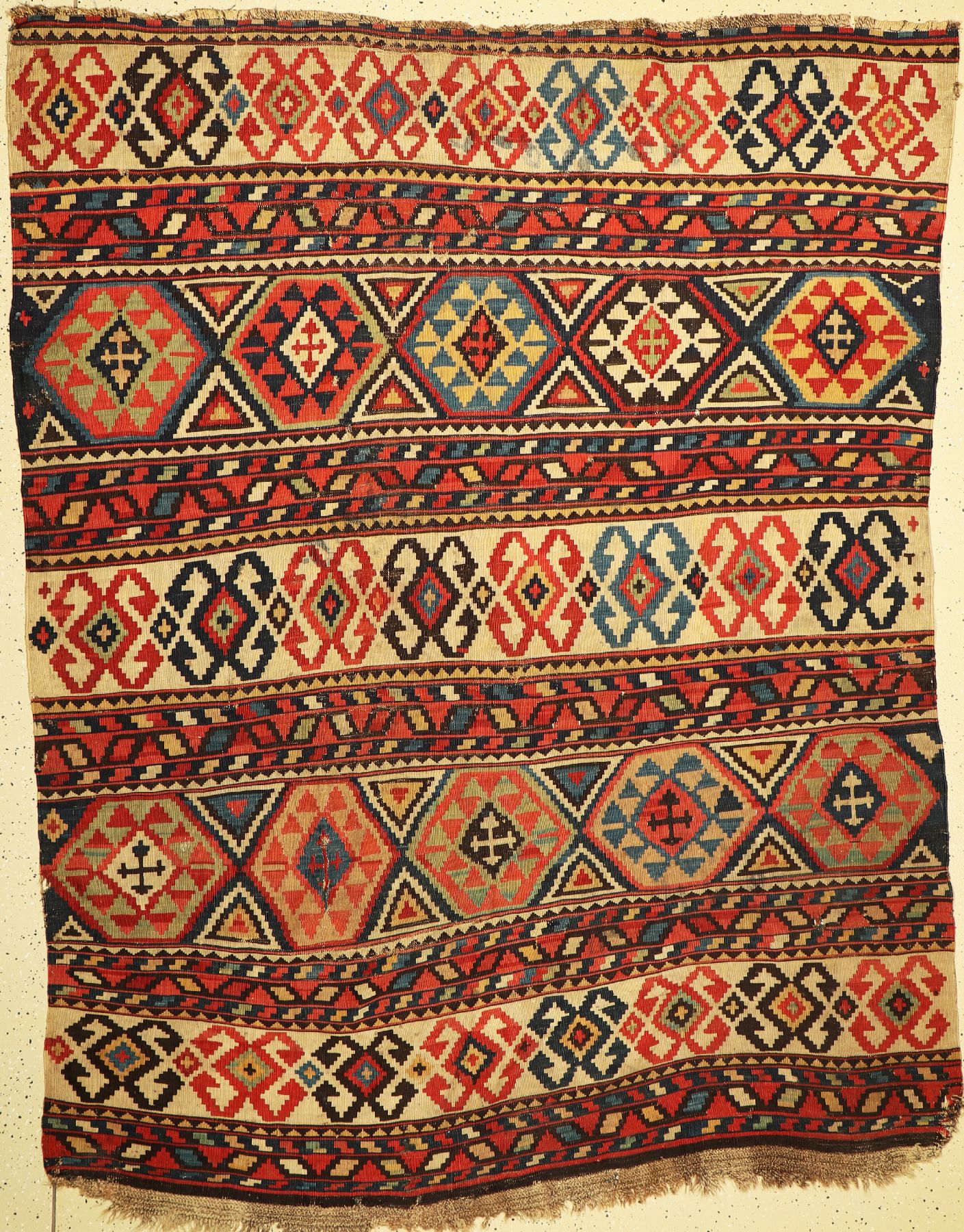 Antiker Schirwan Kelim, Kaukasus, um 1900, Wolle auf Wolle, ca. 224 x 179 cm, EHZ: 5