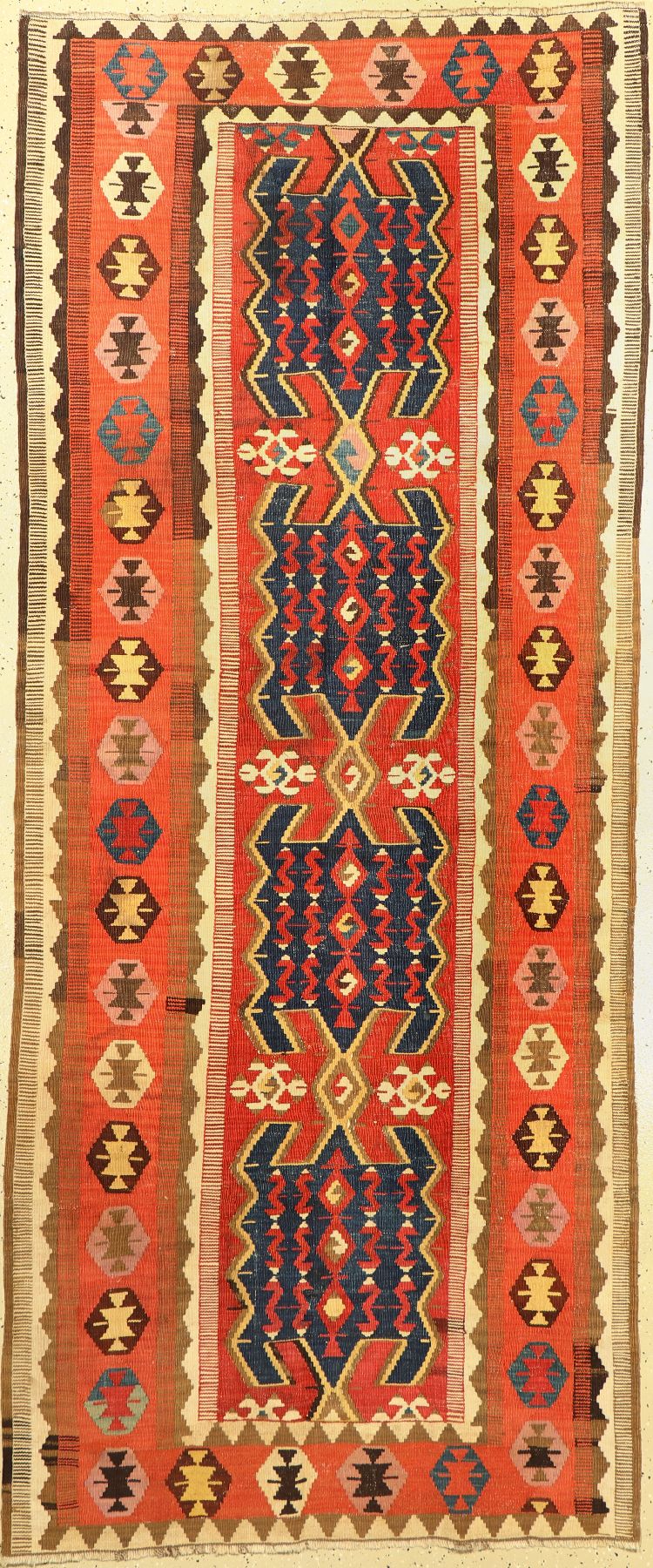 Antiker Konya Kelim, Türkei, 19. Jhd, Wolleauf Wolle, ca. 280 x 116 cm, EHZ: 2