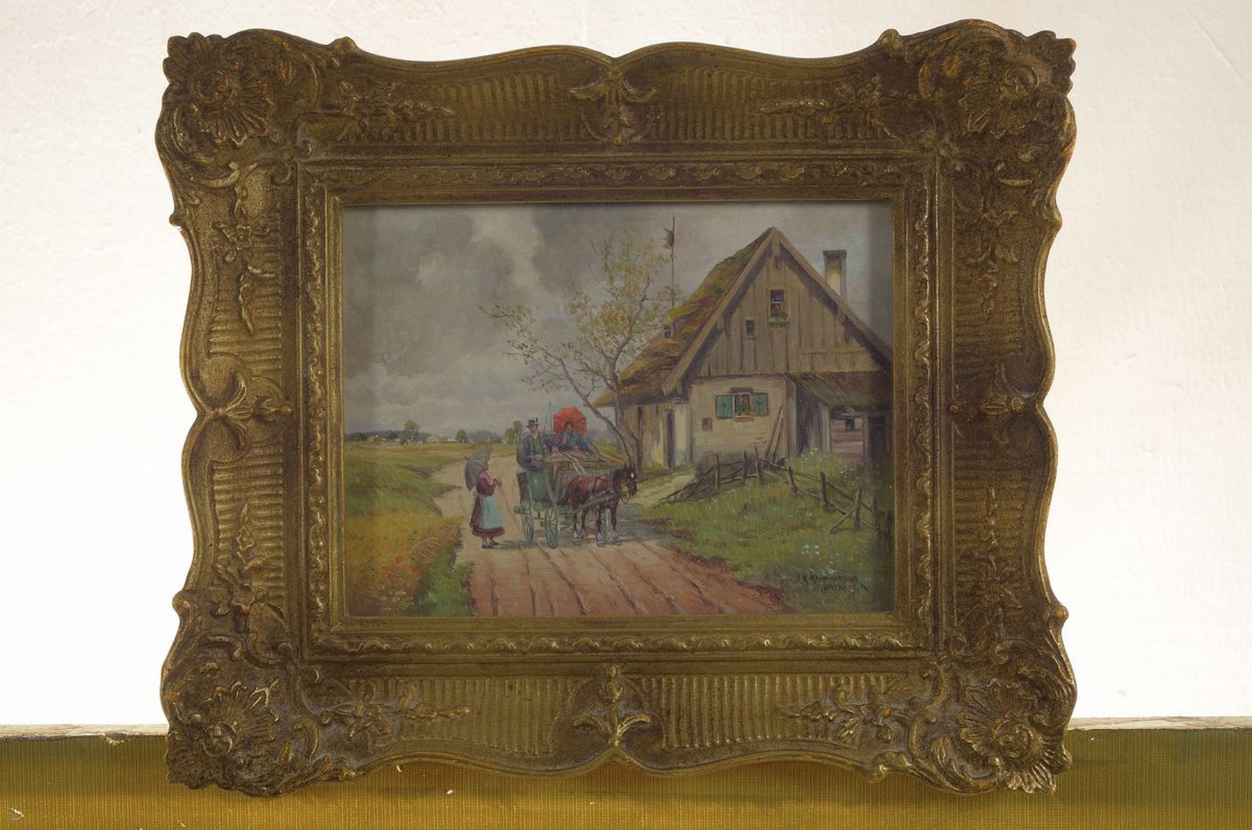 Detail k: Karl Rohrhirsch, 1875 München - 1954 Greding, Mittelfranken, Münchner Maler, wohl autodidaktische Ausbildung; ländlich -idyllische Szene mit ...