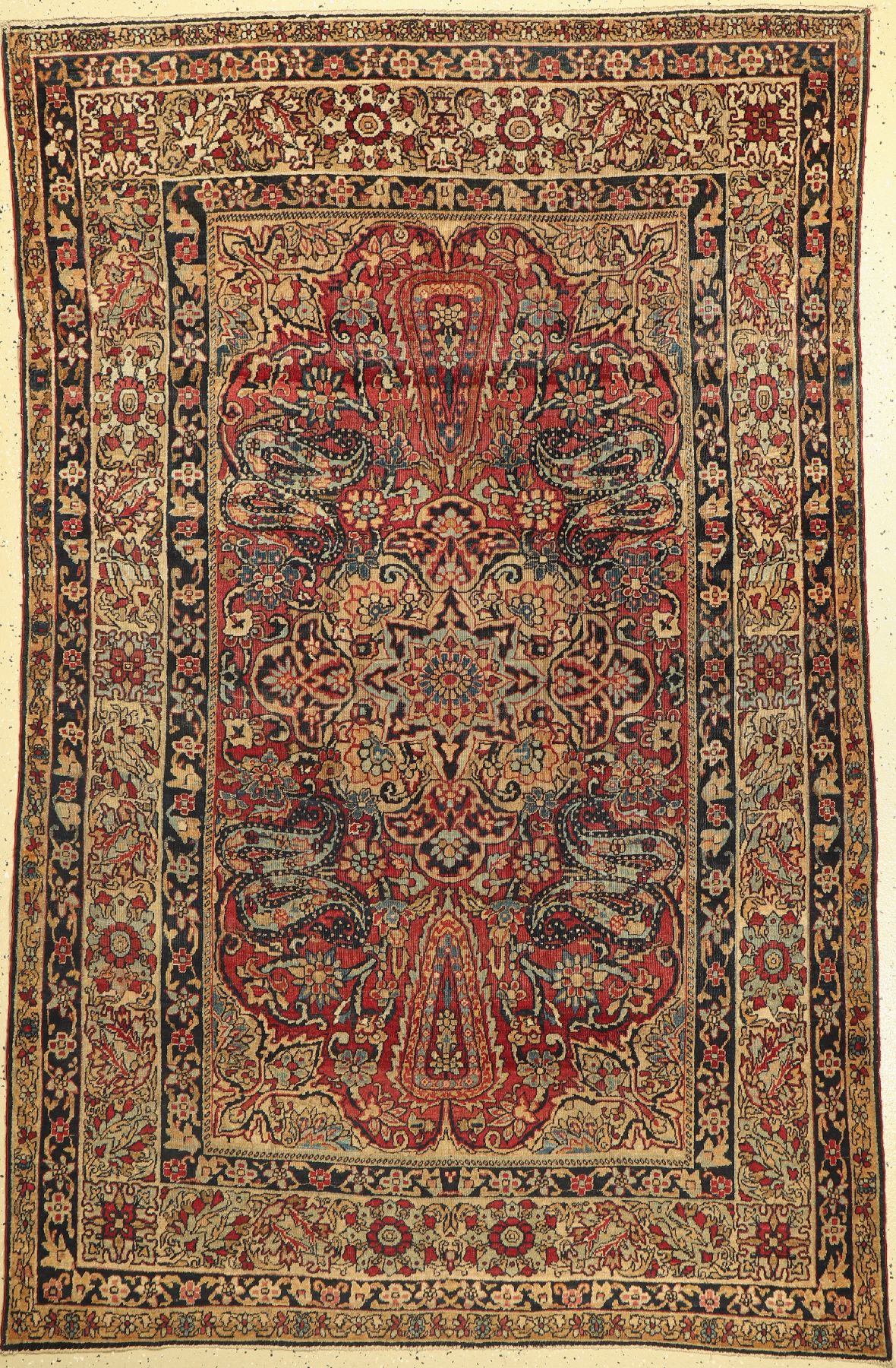 Antiker feiner Kerman, Persien, 19. Jhd, Wolle auf Baumwolle, ca. 208 x 135 cm, EHZ: 3-4