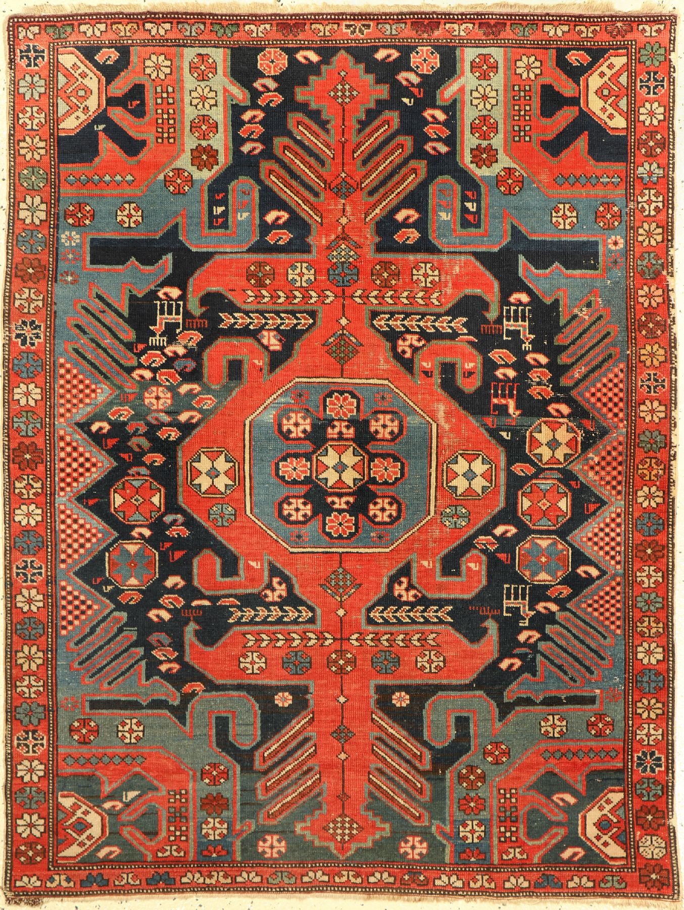 Antiker Kuba Schirwan, Kaukasus, 19. Jhd, Wolle auf Wolle, ca. 150 x 97 cm, EHZ: 5