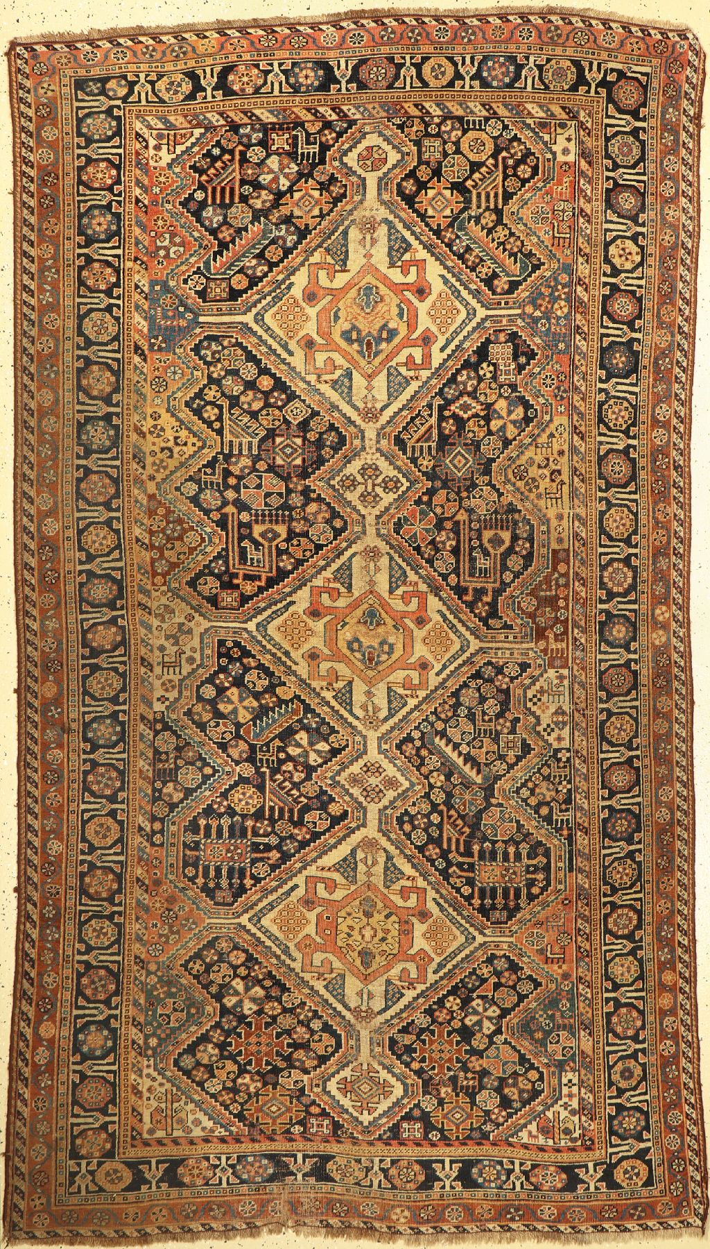 Antiker Ghaschgai, Persien, 19. Jhd, Wolle auf Wolle, ca. 259 x 145 cm, EHZ: 4-5